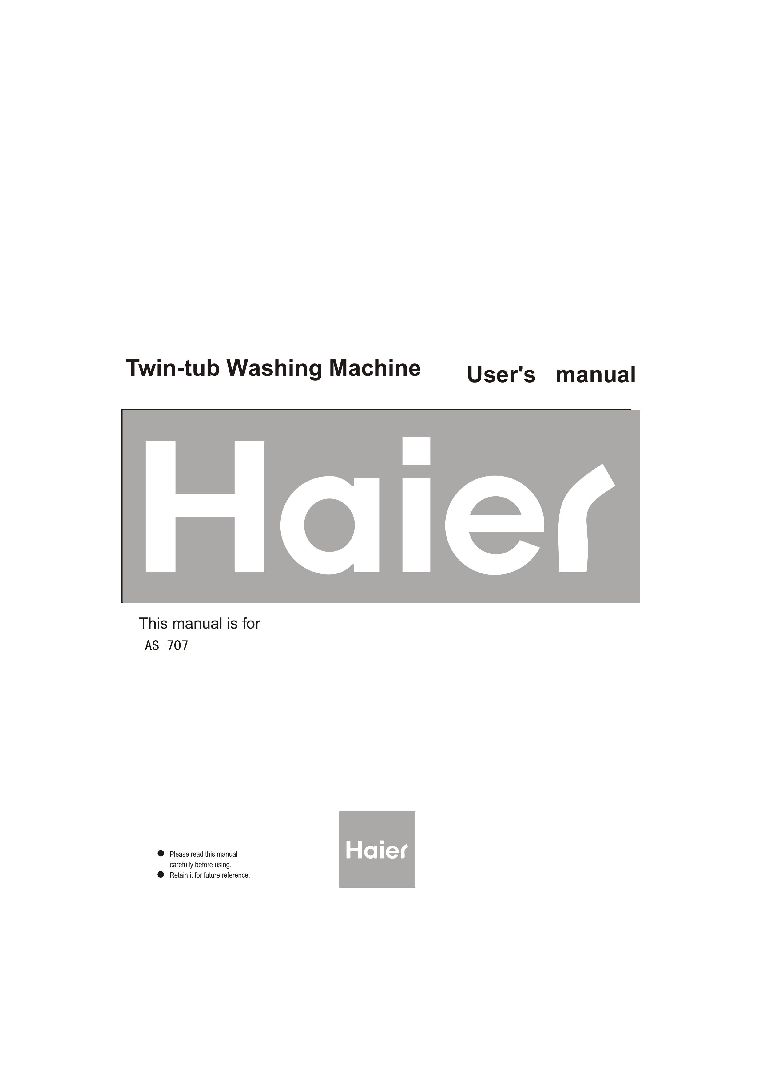 Haier A6-707 Washer User Manual