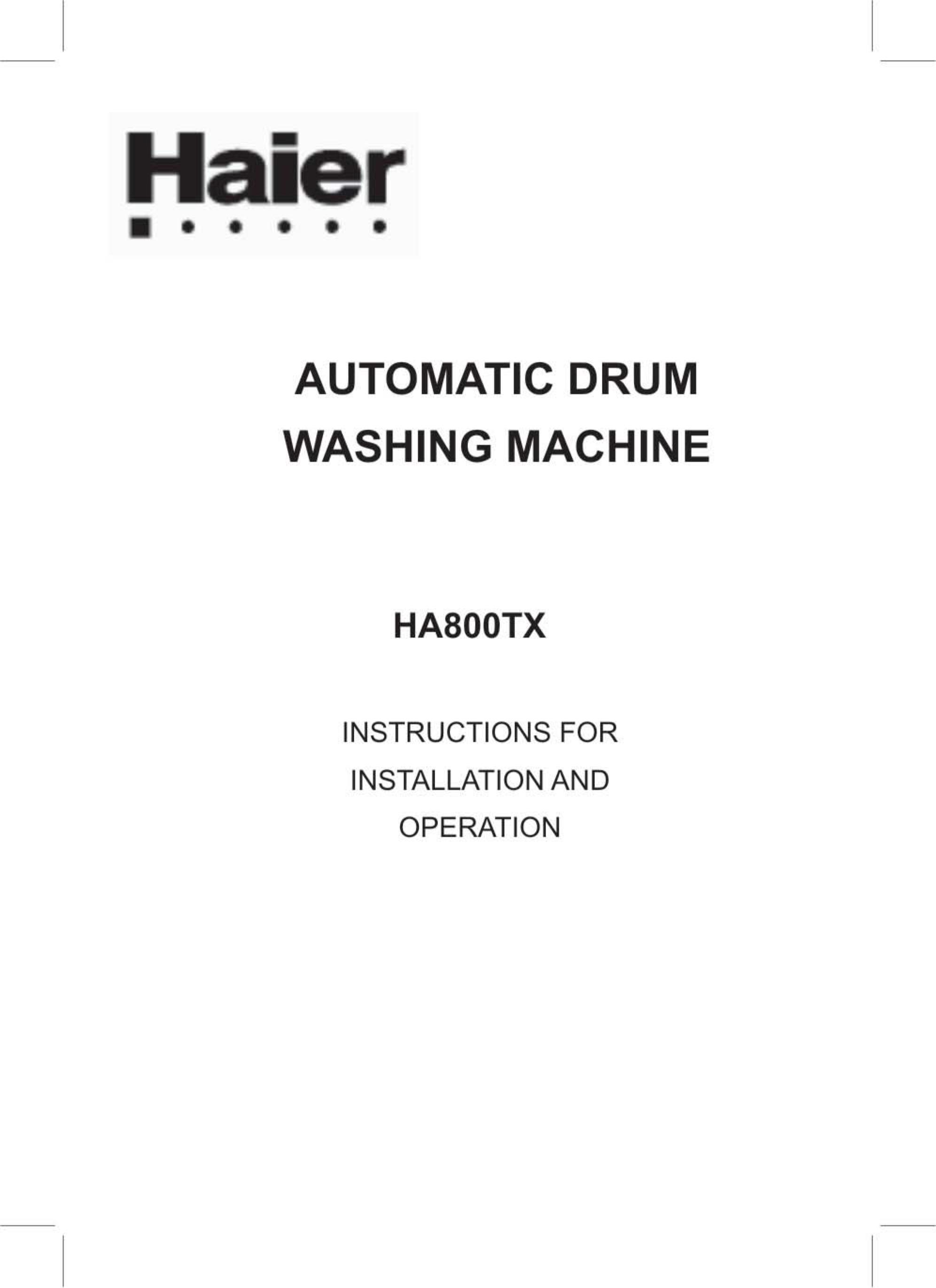 Haier HA800TX Washer User Manual