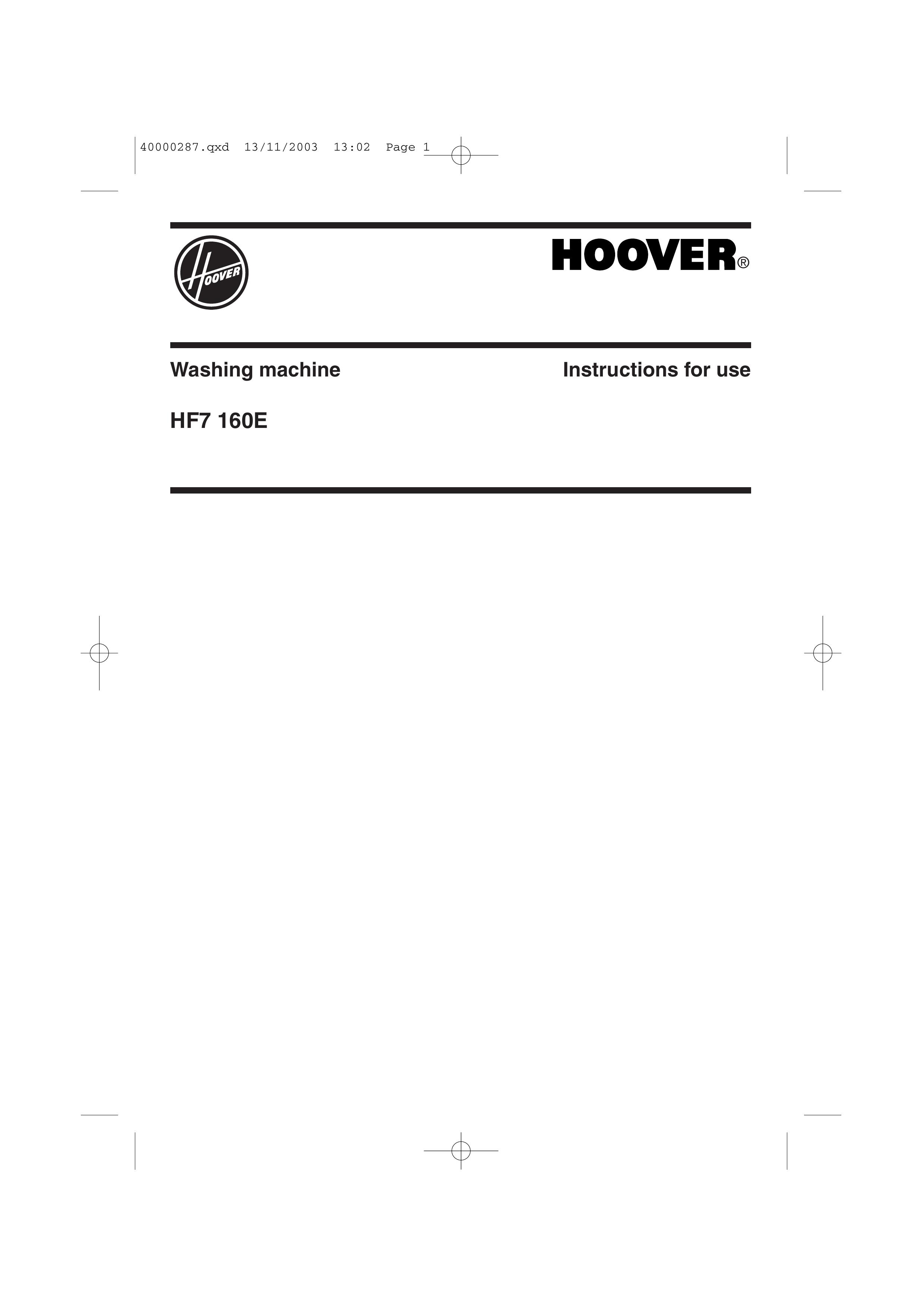 Hoover HF7 160E Washer User Manual