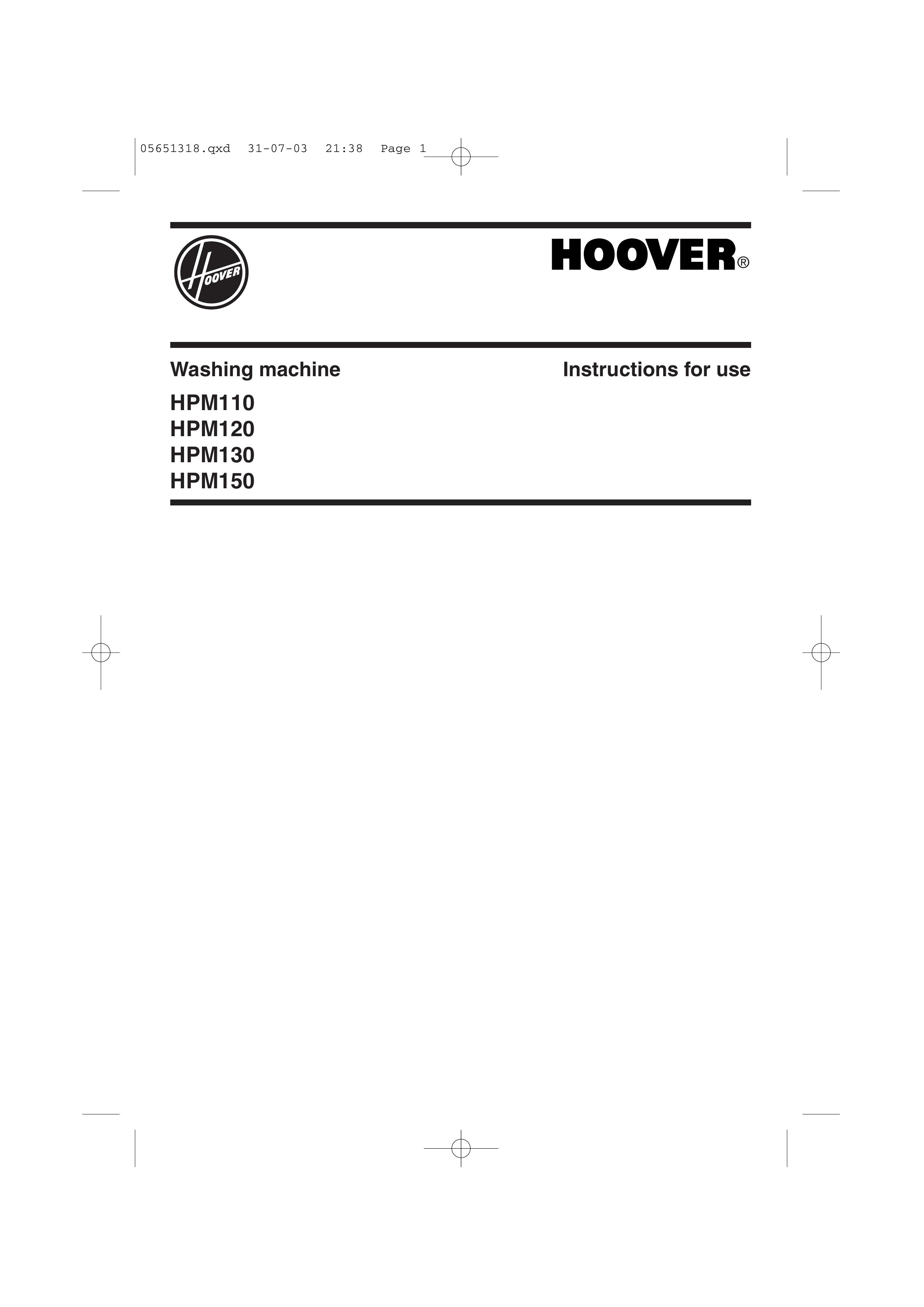 Hoover HPM110 Washer User Manual