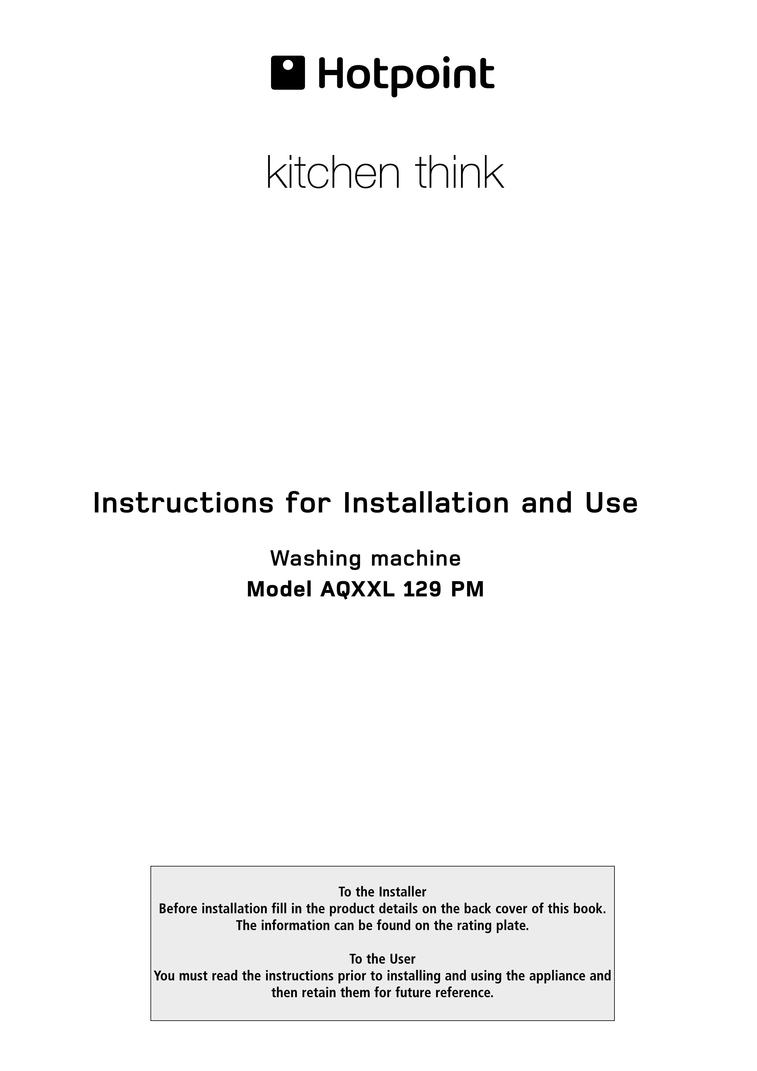 Hotpoint AQXXF 129 P Washer User Manual