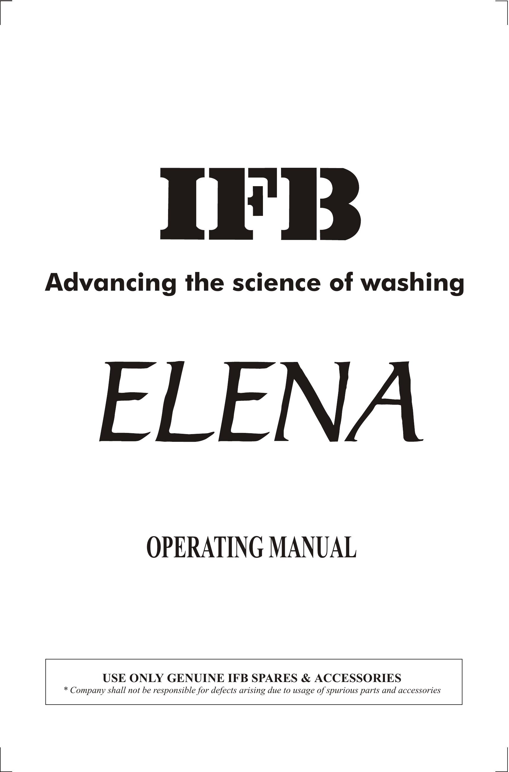 IFB Appliances ELENA Washer User Manual