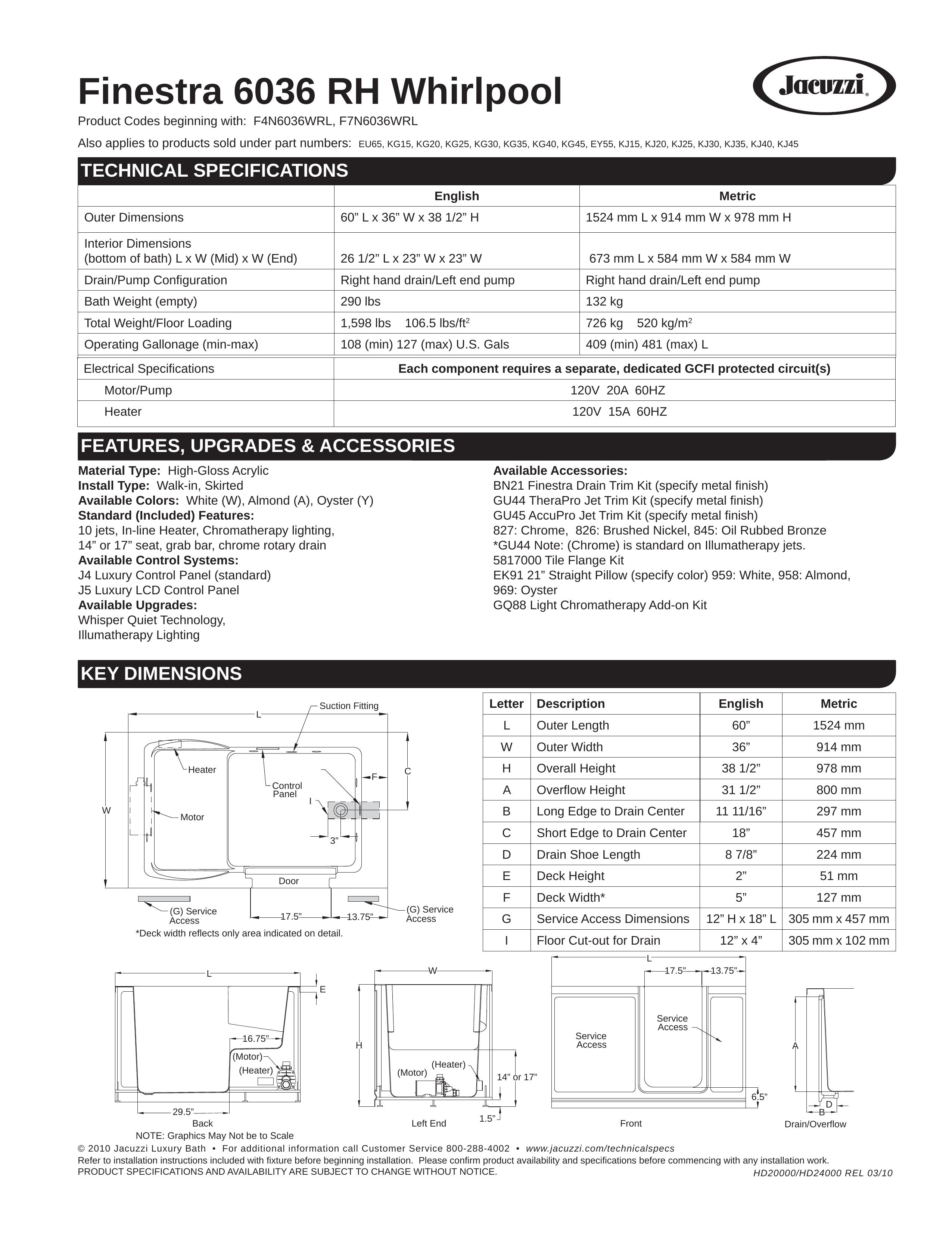 Jacuzzi F4N6036WRL Washer User Manual