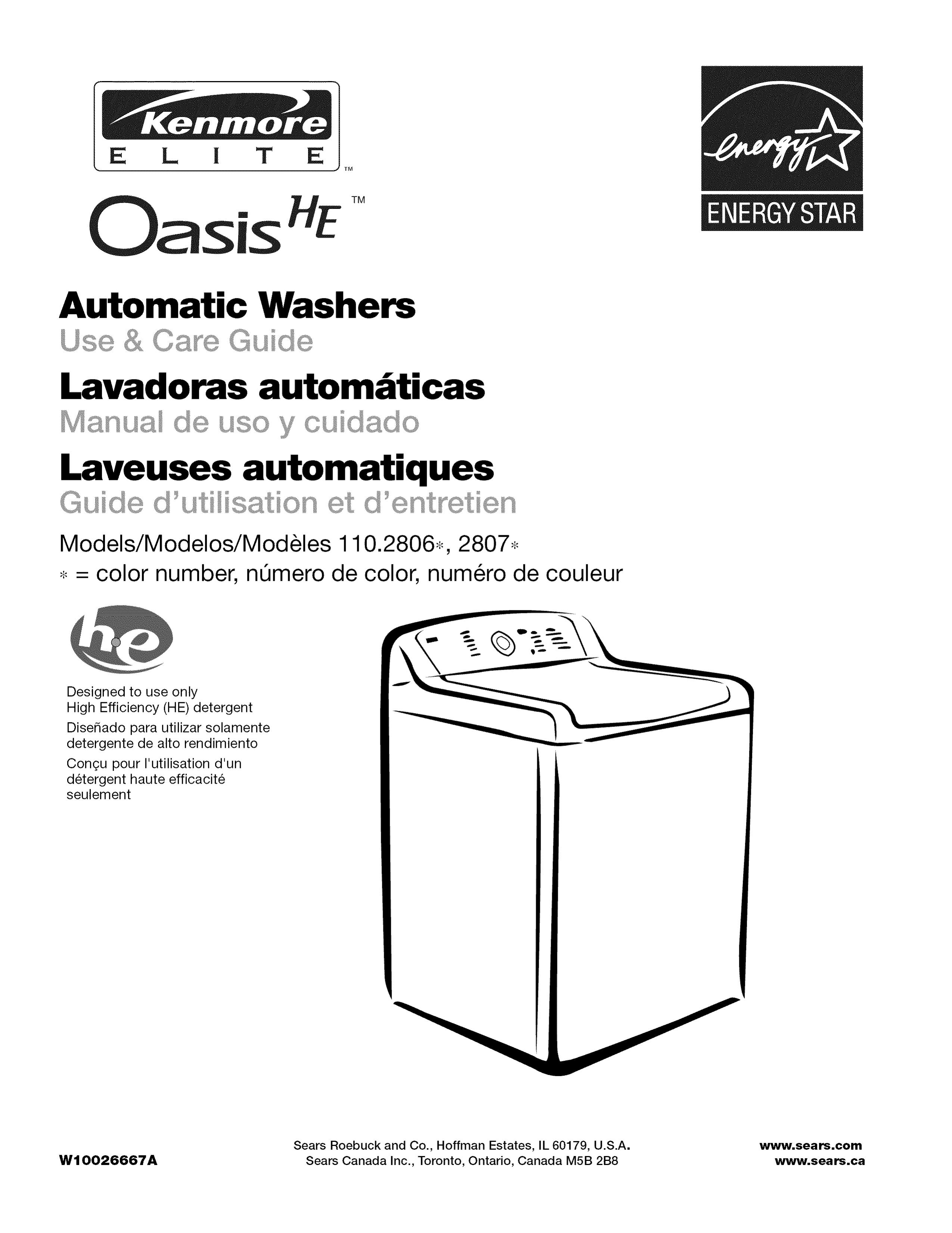 Kenmore 110.2807 Washer User Manual