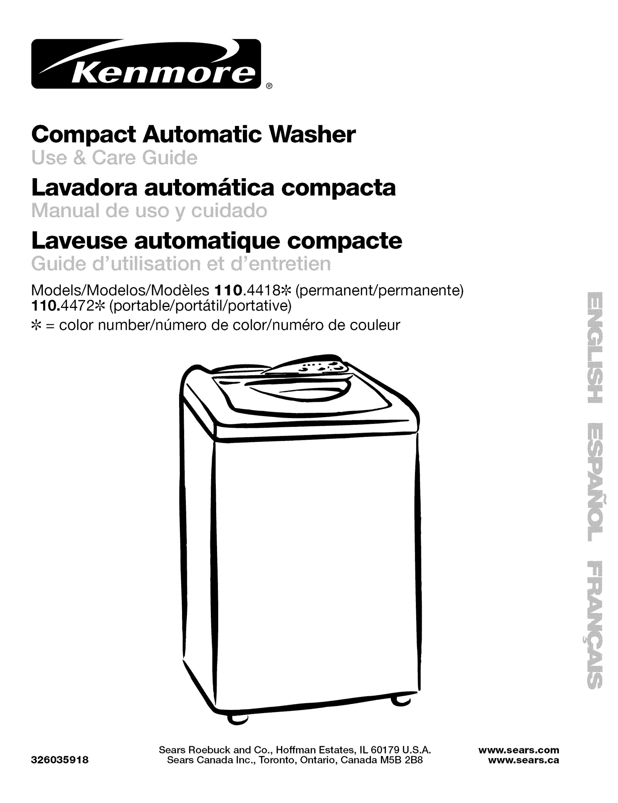 Kenmore 110.4472 Washer User Manual