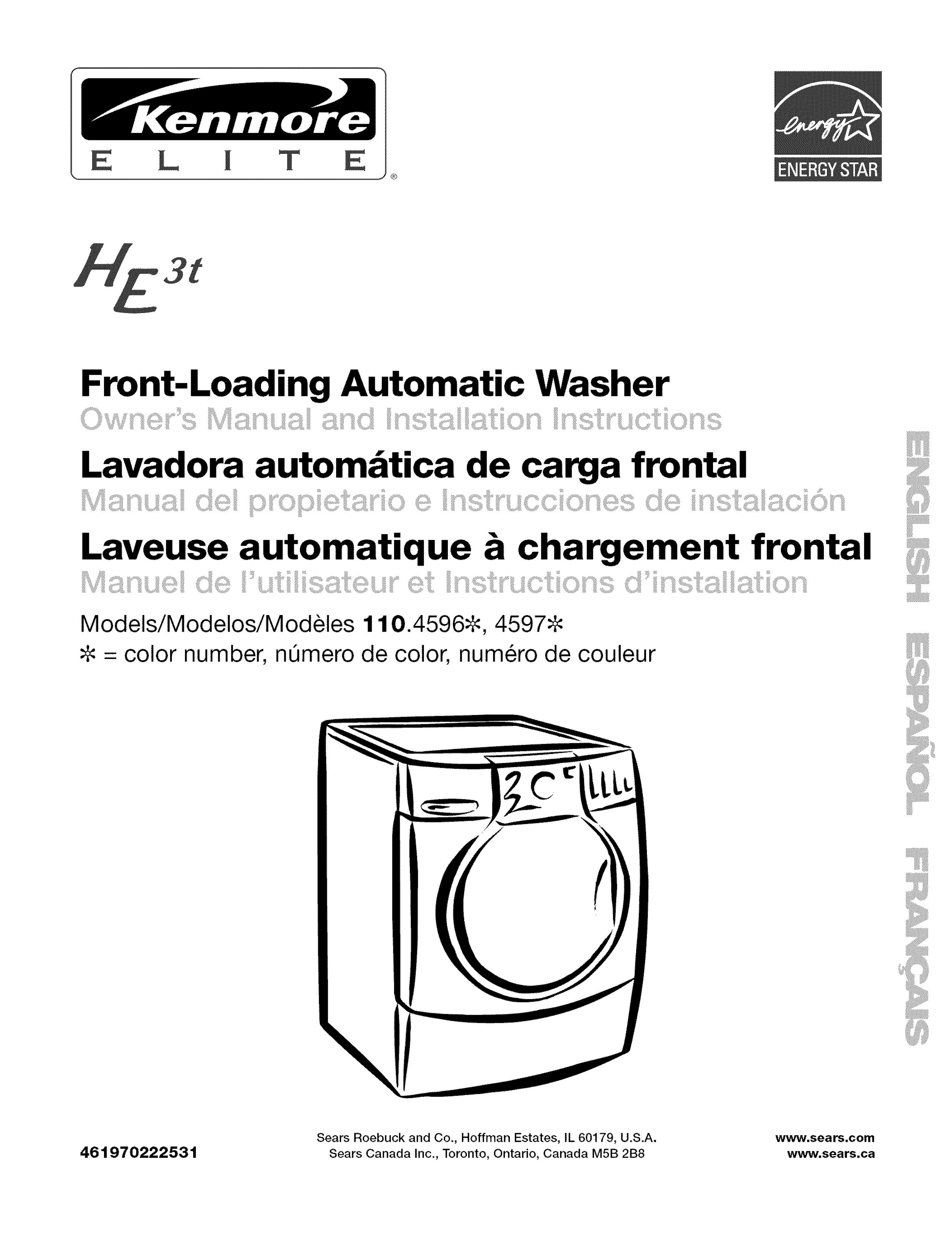 Kenmore 110.4596 Washer User Manual