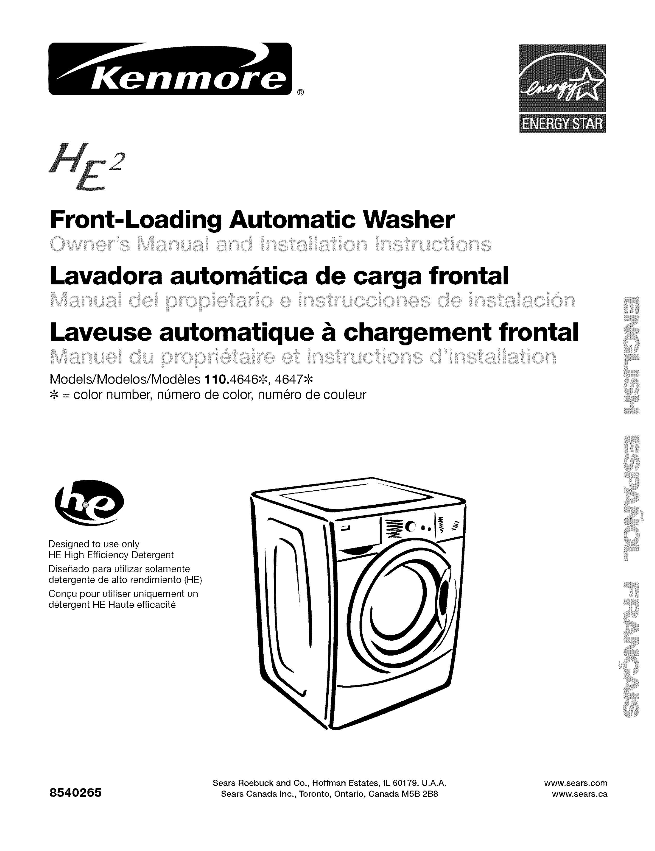 Kenmore 110.4647 Washer User Manual