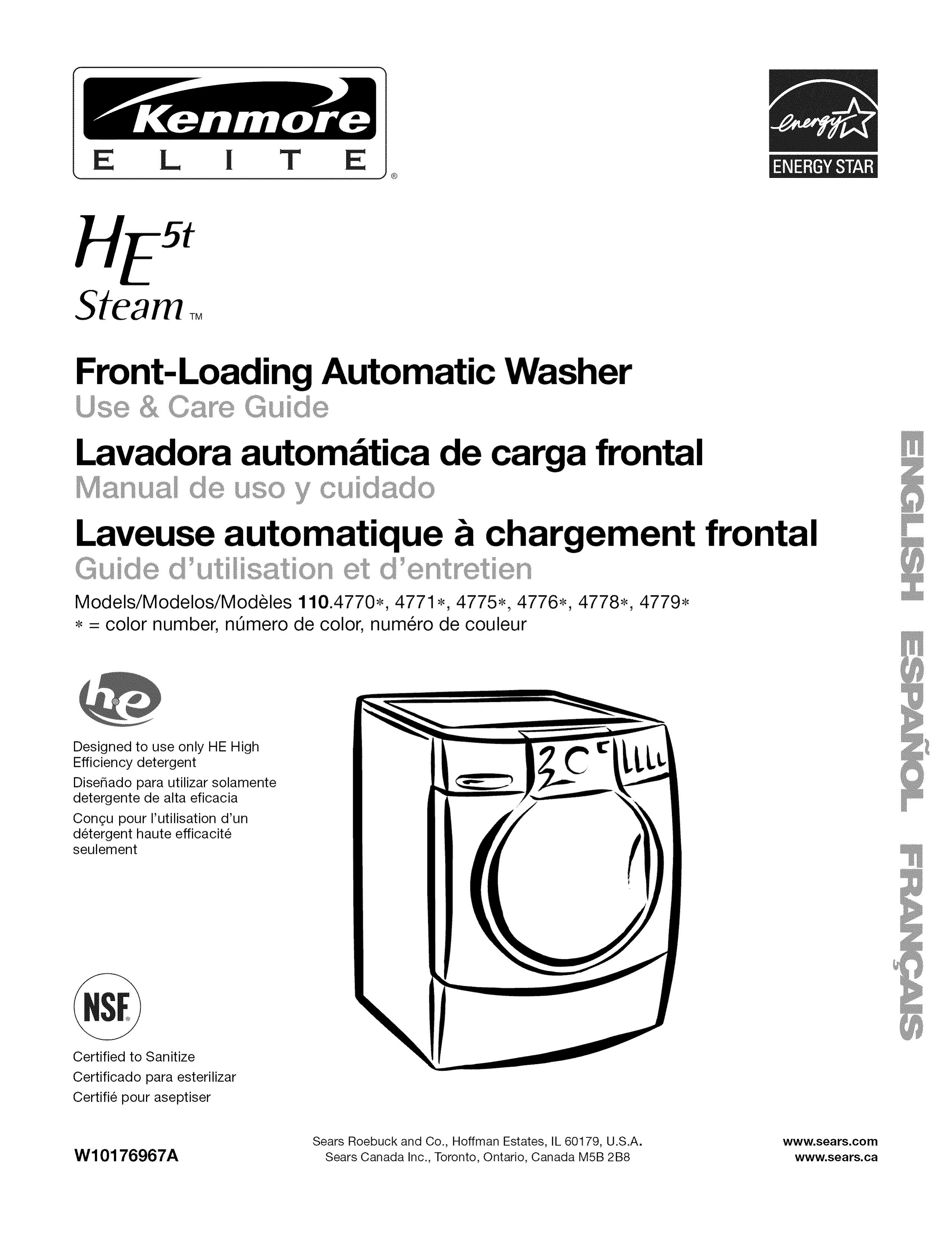 Kenmore 110.477 Washer User Manual