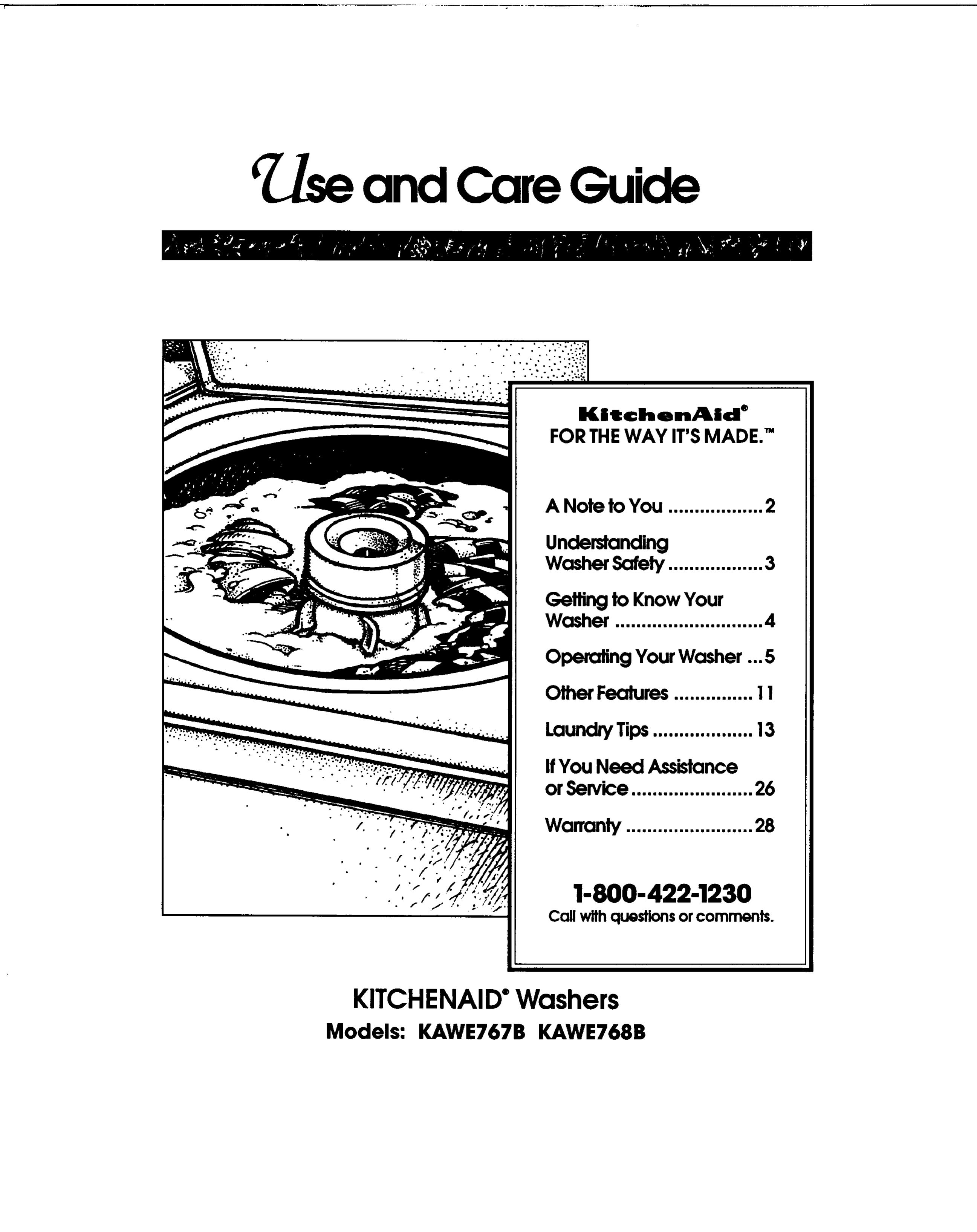 KitchenAid KAWE767B Washer User Manual