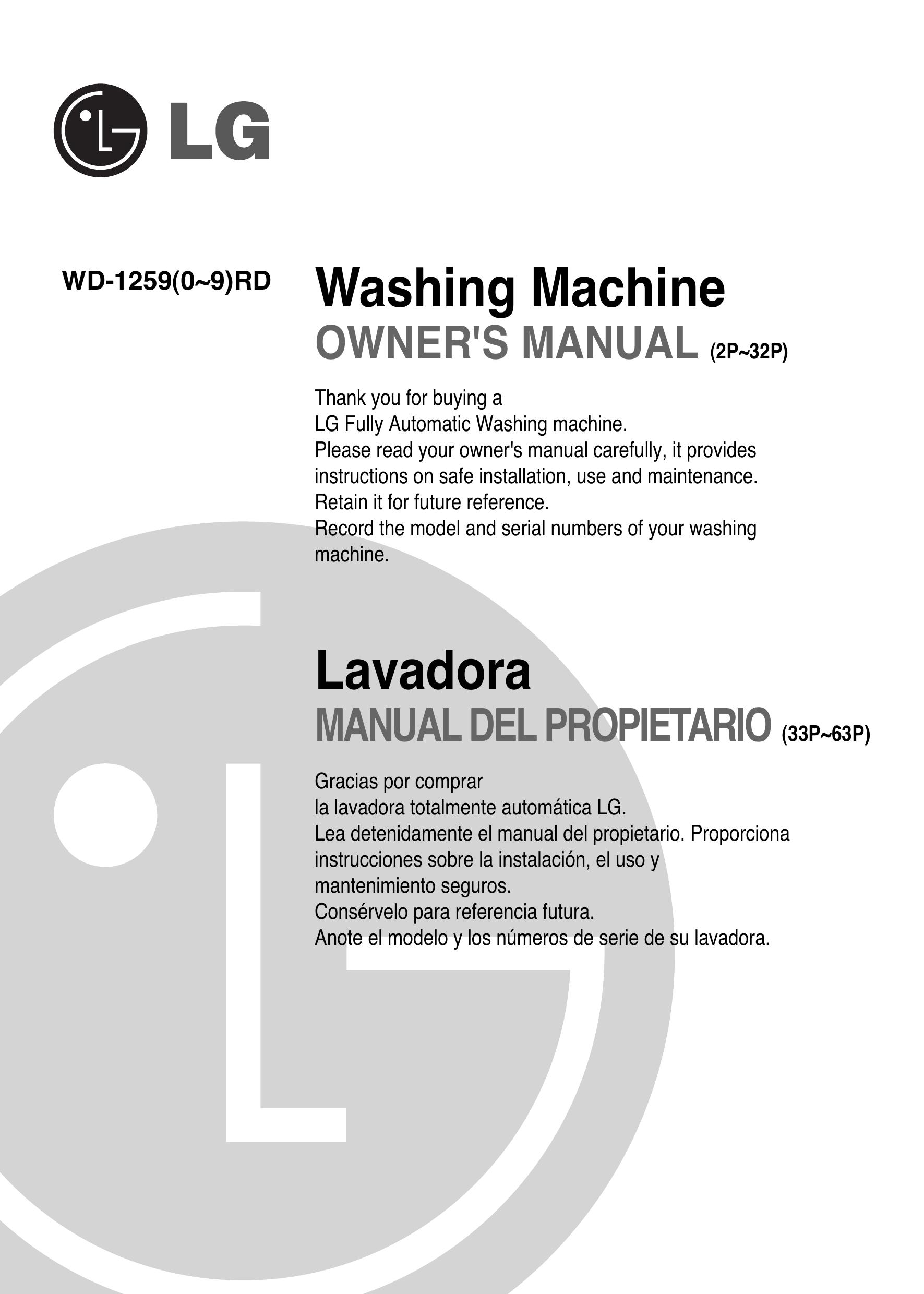 LG Electronics 33P~63P Washer User Manual
