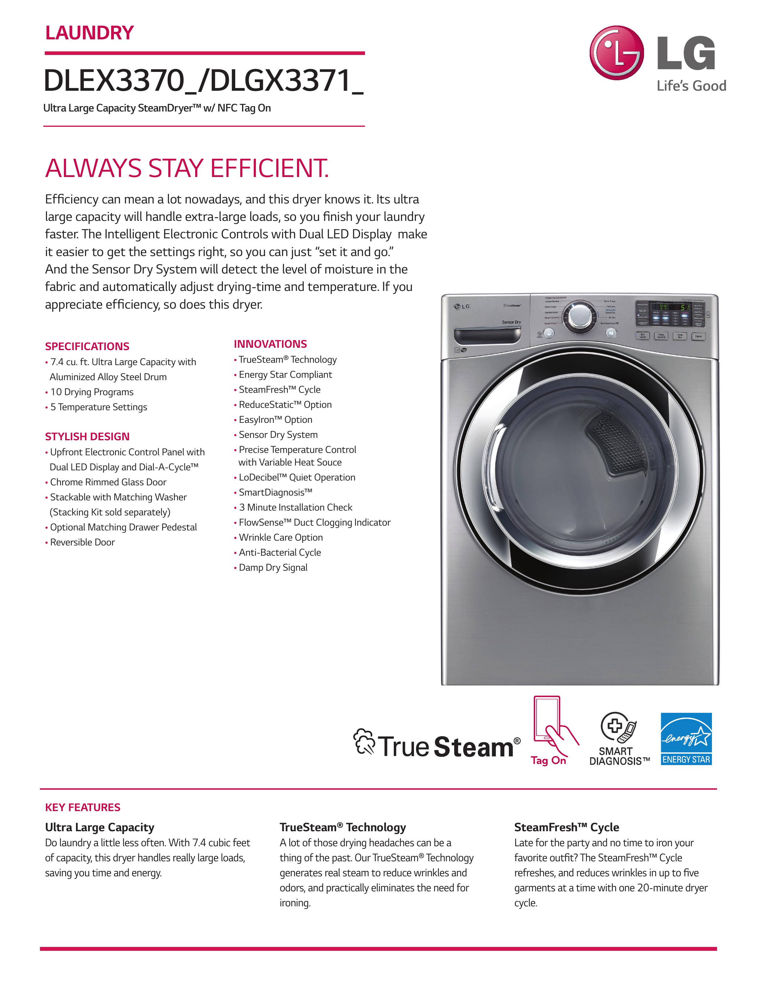 LG Electronics DLGX3371 Washer User Manual