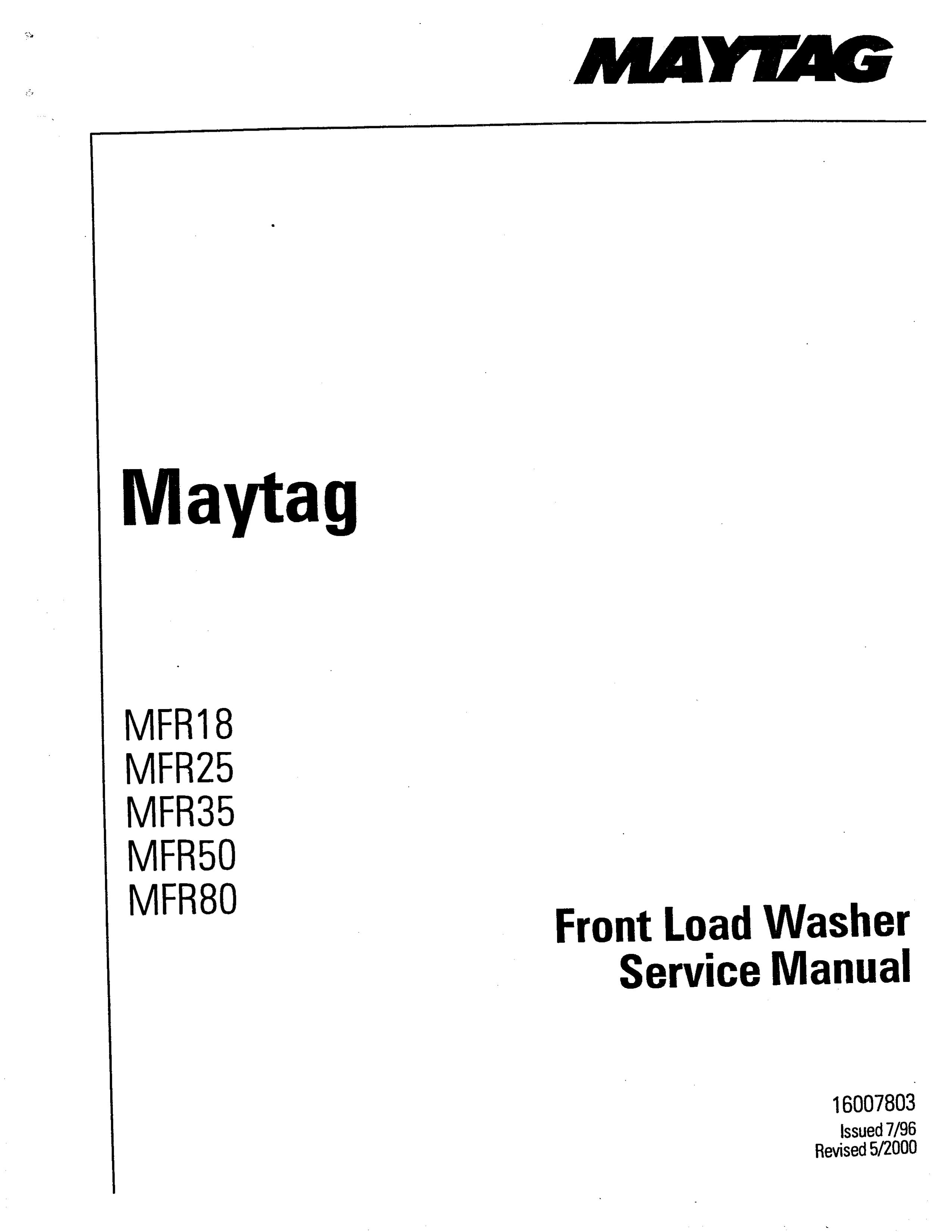 Maytag 217926 Washer User Manual