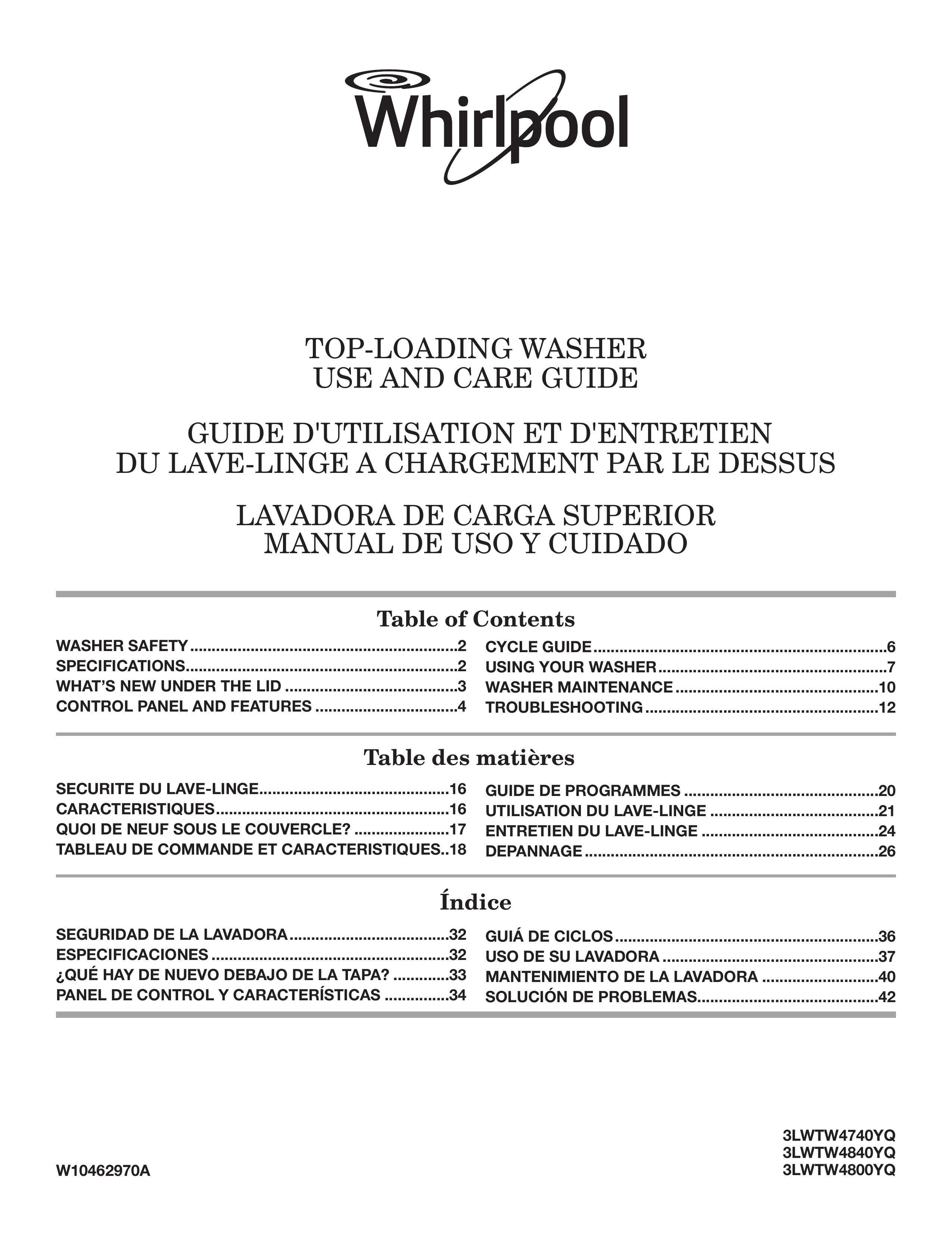 Maytag 3LWTW4740YQ Washer User Manual