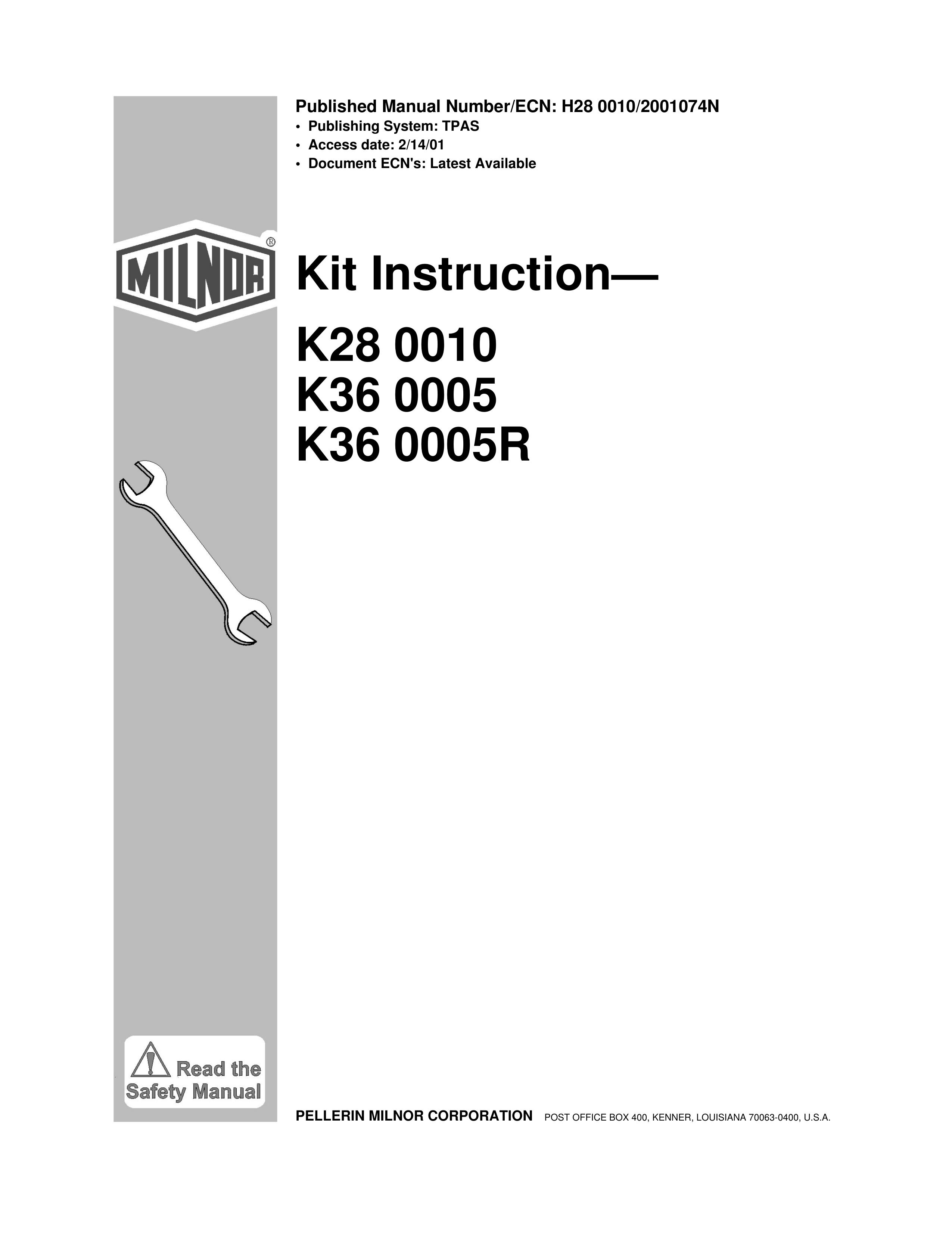 Milnor K28 0010 Washer User Manual