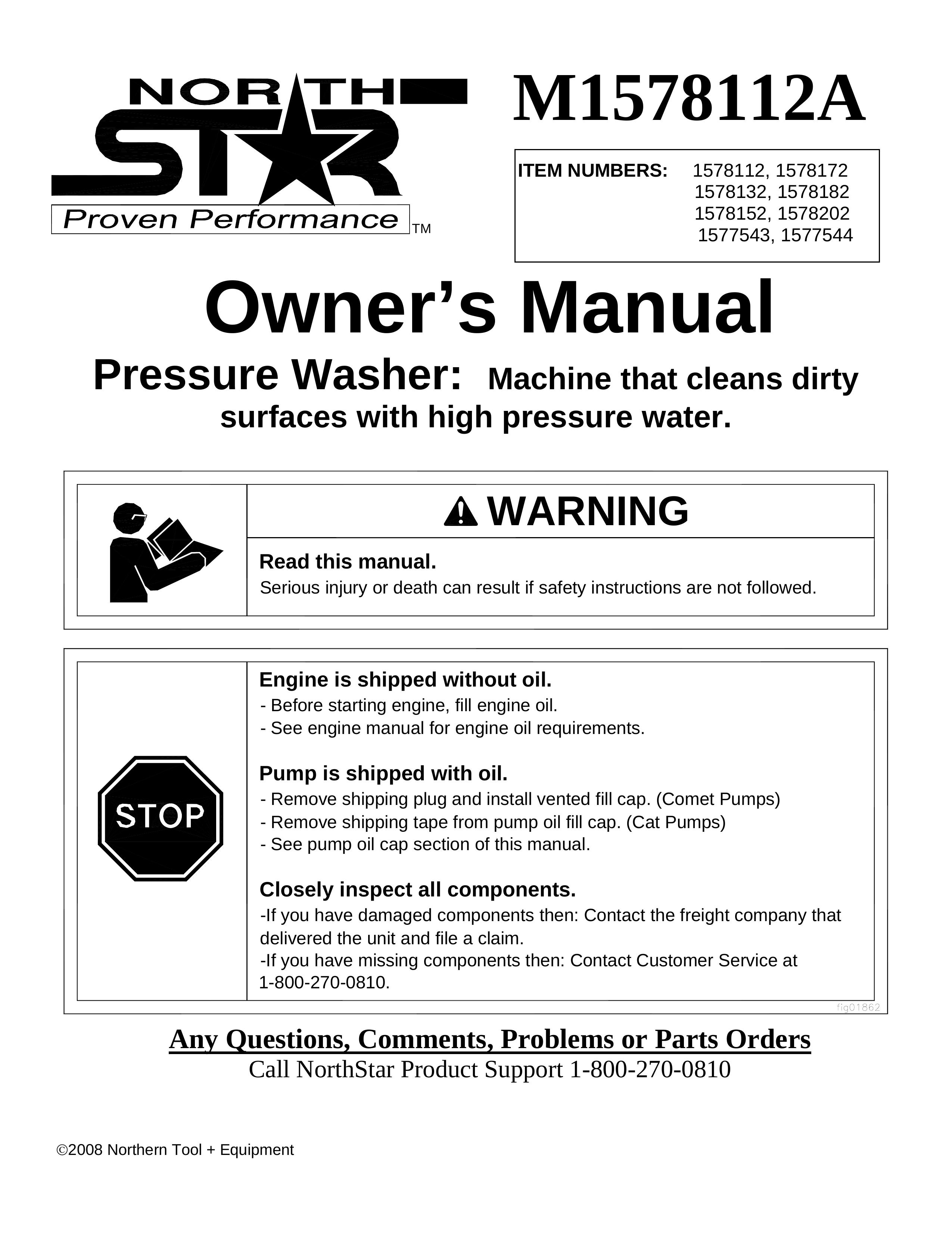 Northern Industrial Tools M1578112A Washer User Manual