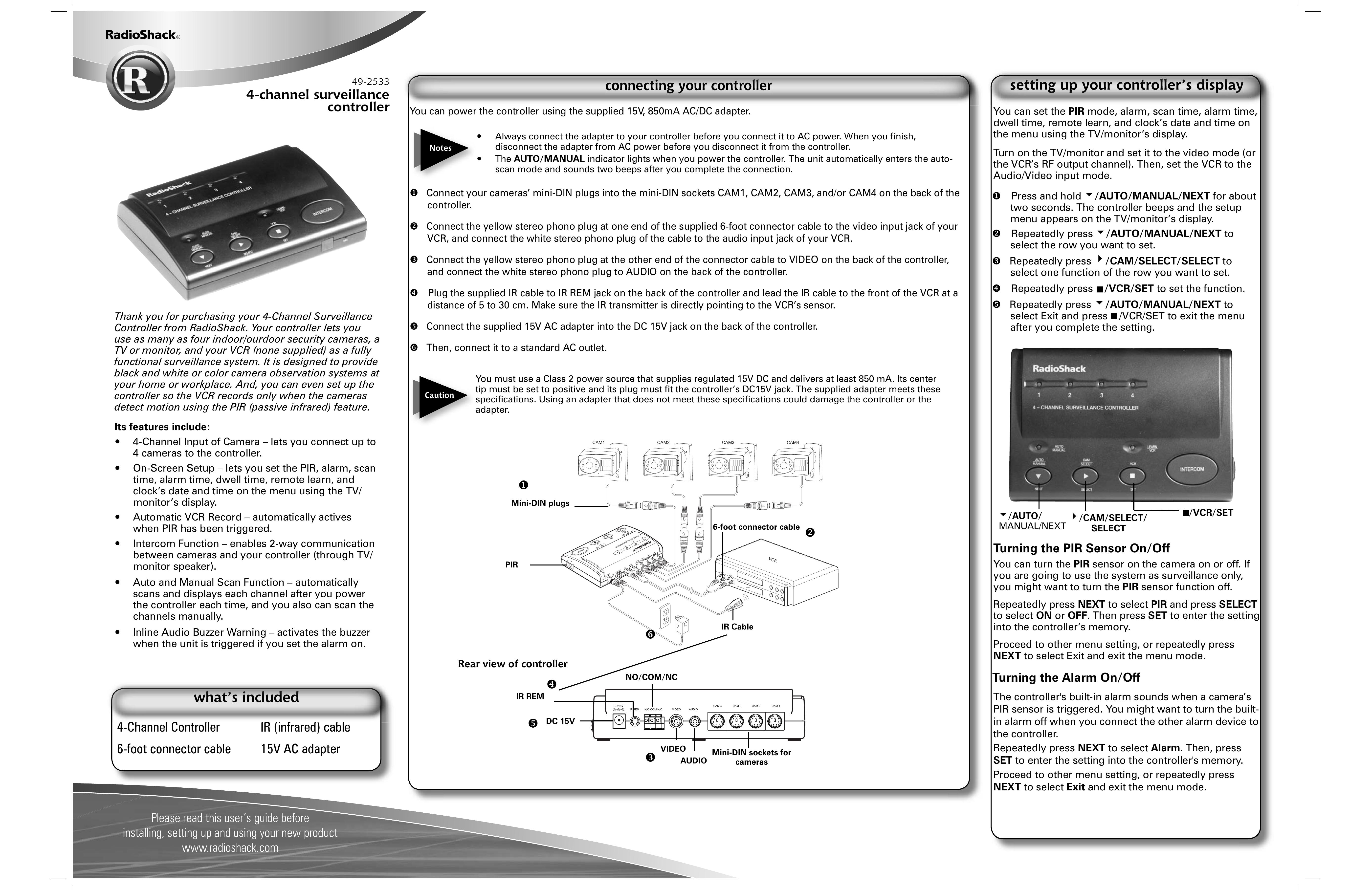 Radio Shack 49-2533 Washer User Manual