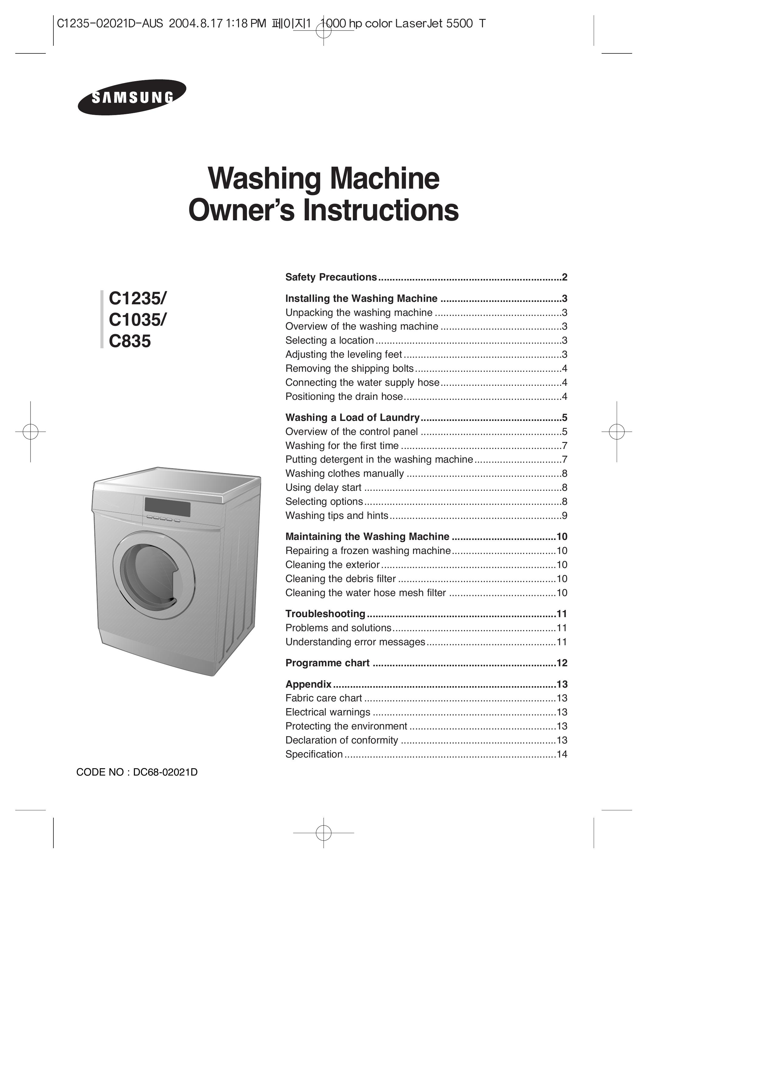 Samsung C835 Washer User Manual
