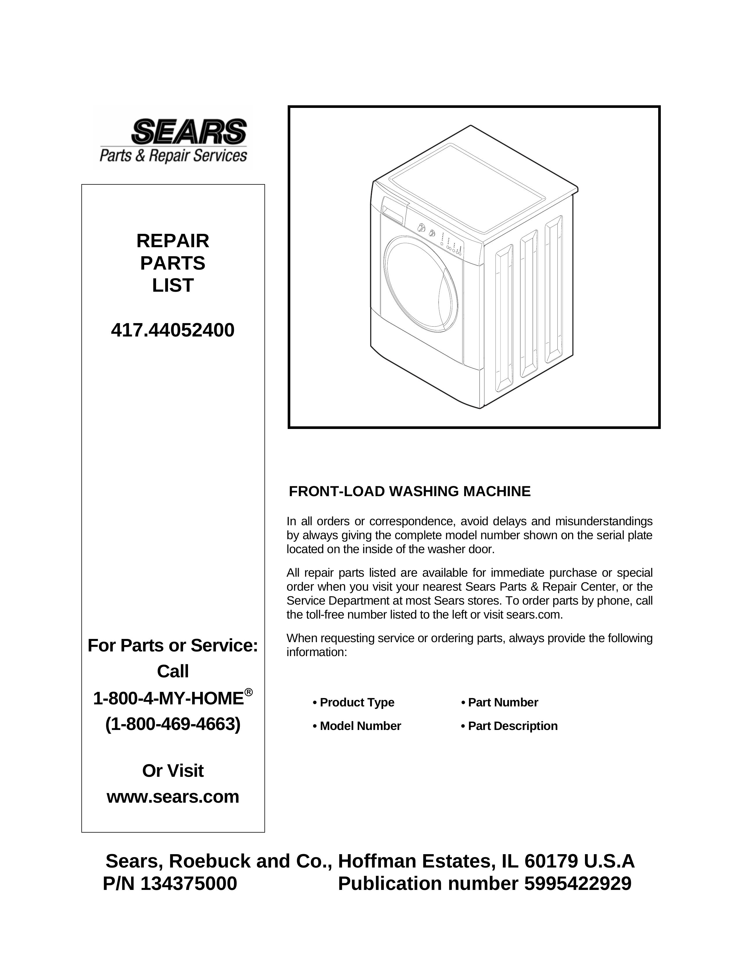 Sears 134474000 Washer User Manual