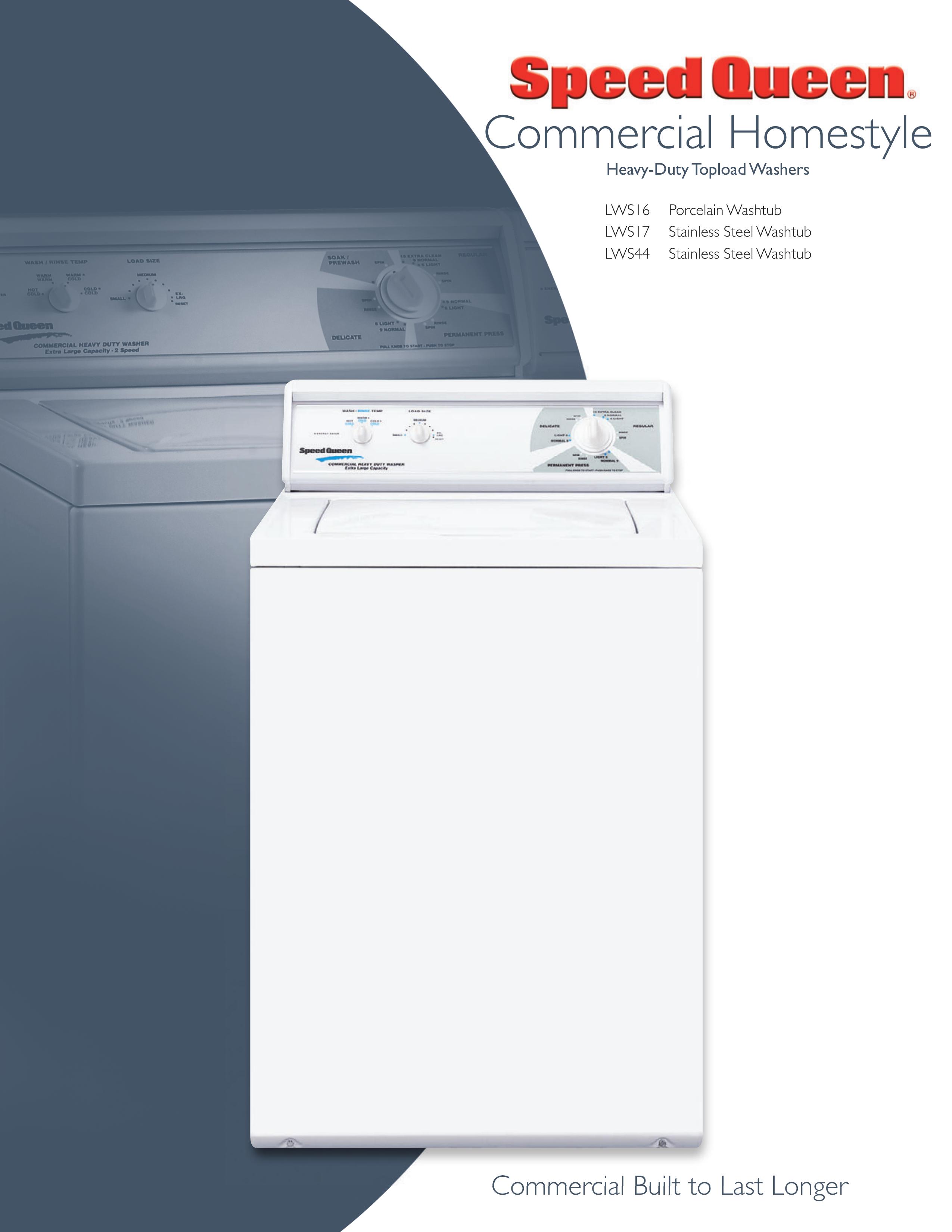 Speed Queen LWS16 Washer User Manual