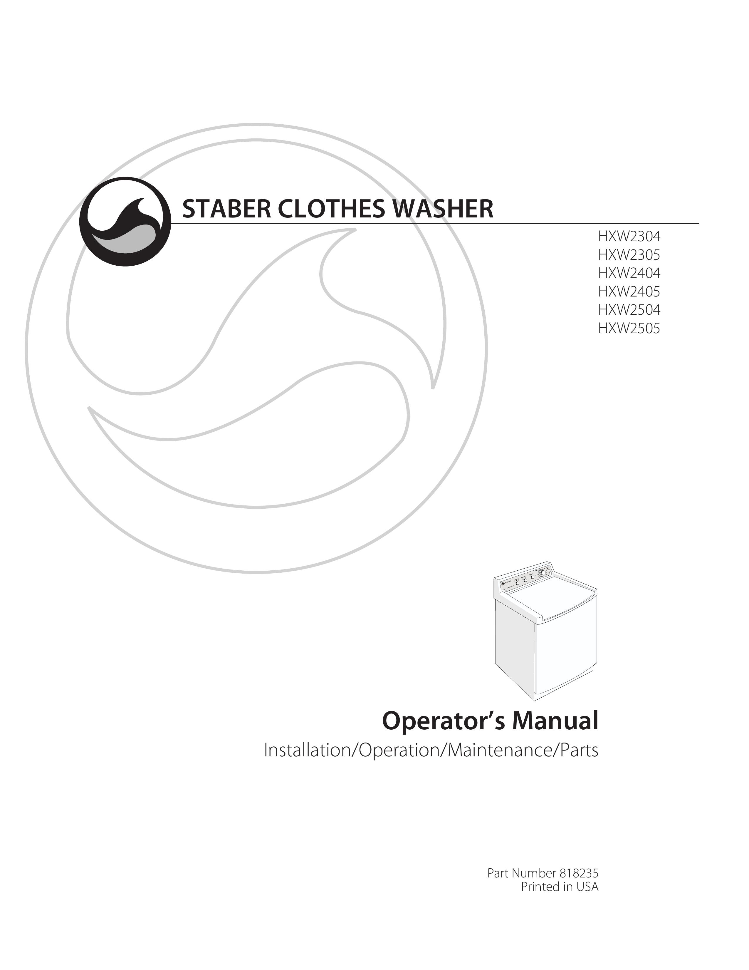 Staber Industries HXW2305 Washer User Manual