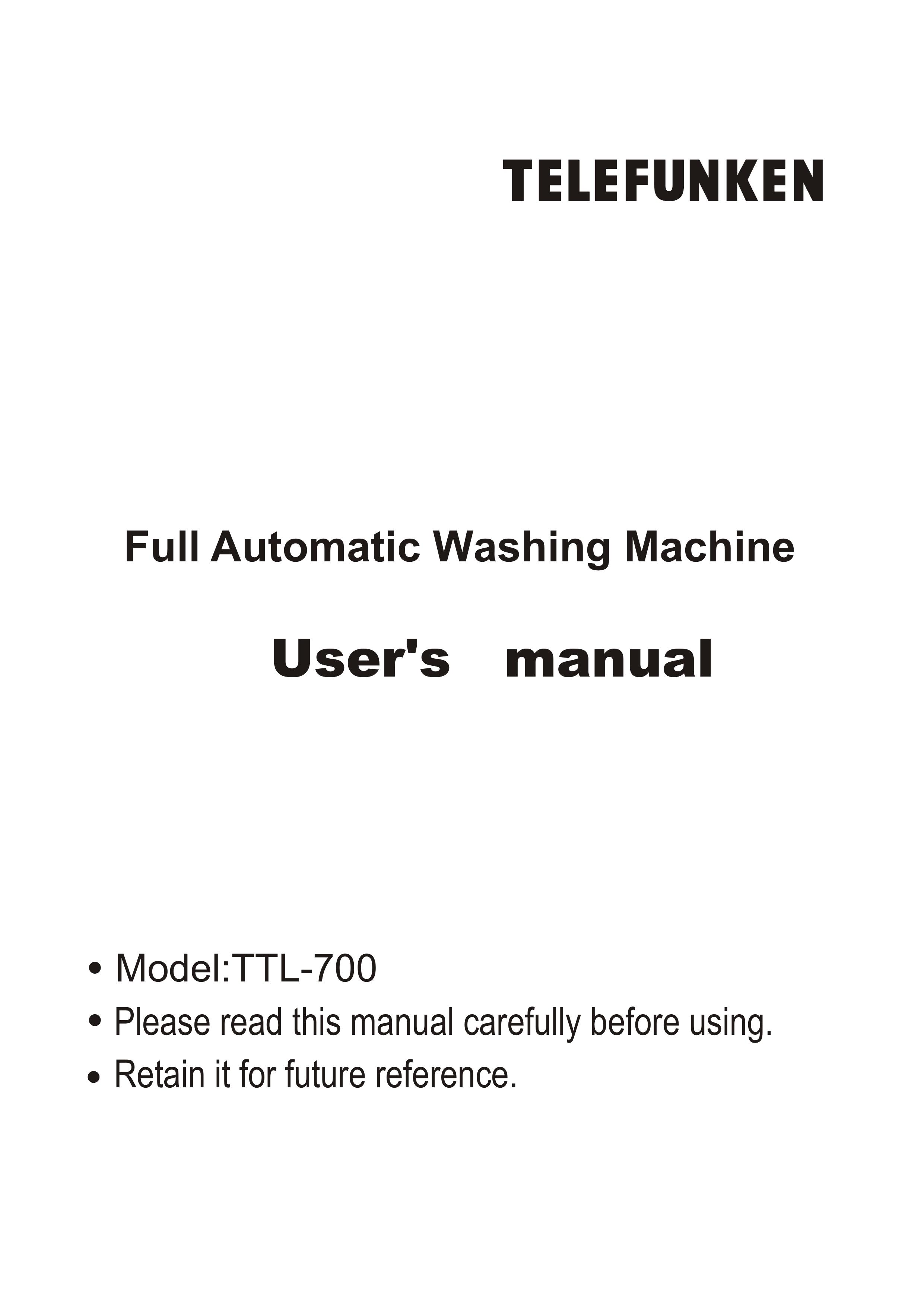Telefunken TTL-700 Washer User Manual