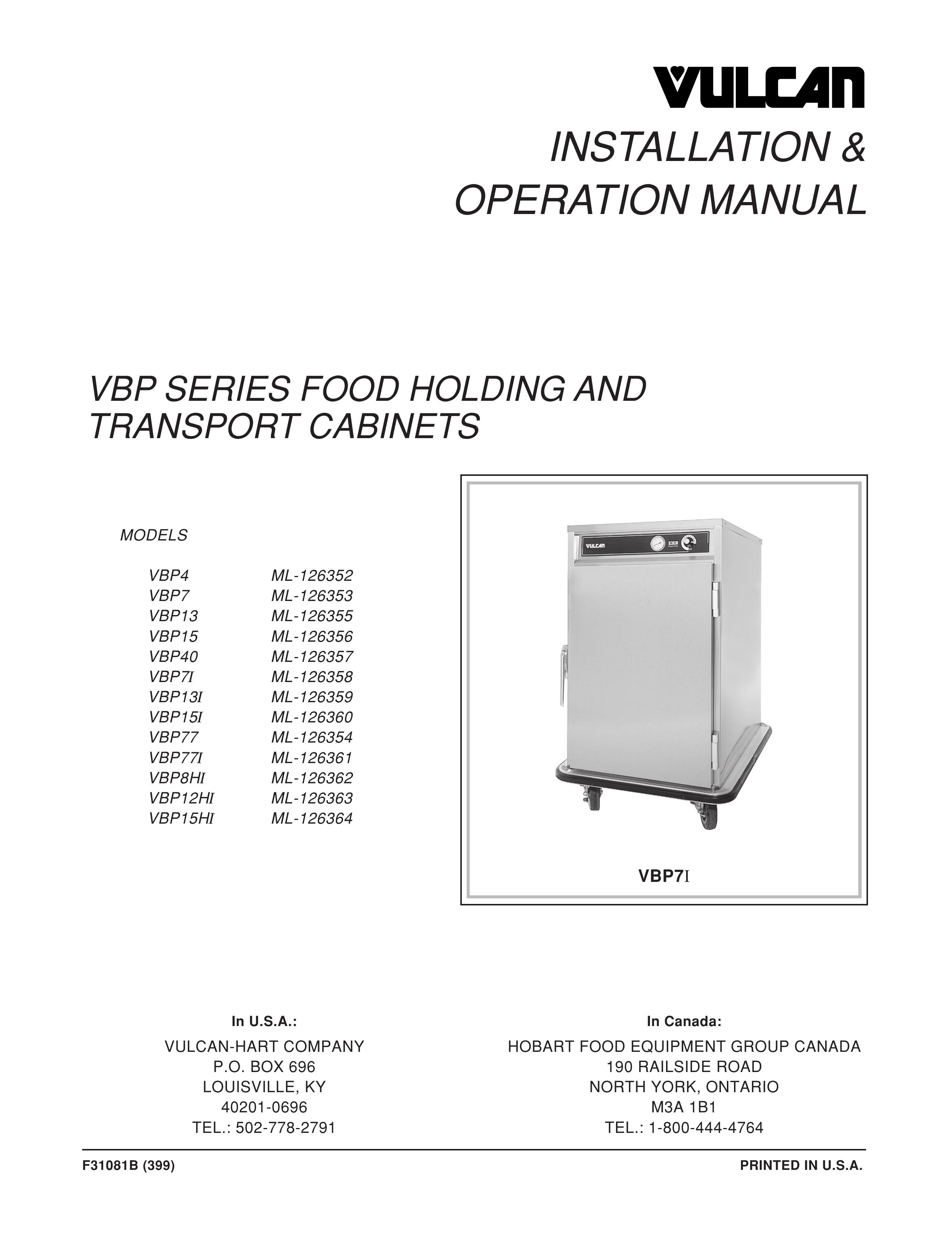 Vulcan-Hart VBP15 ML-126356 Washer User Manual