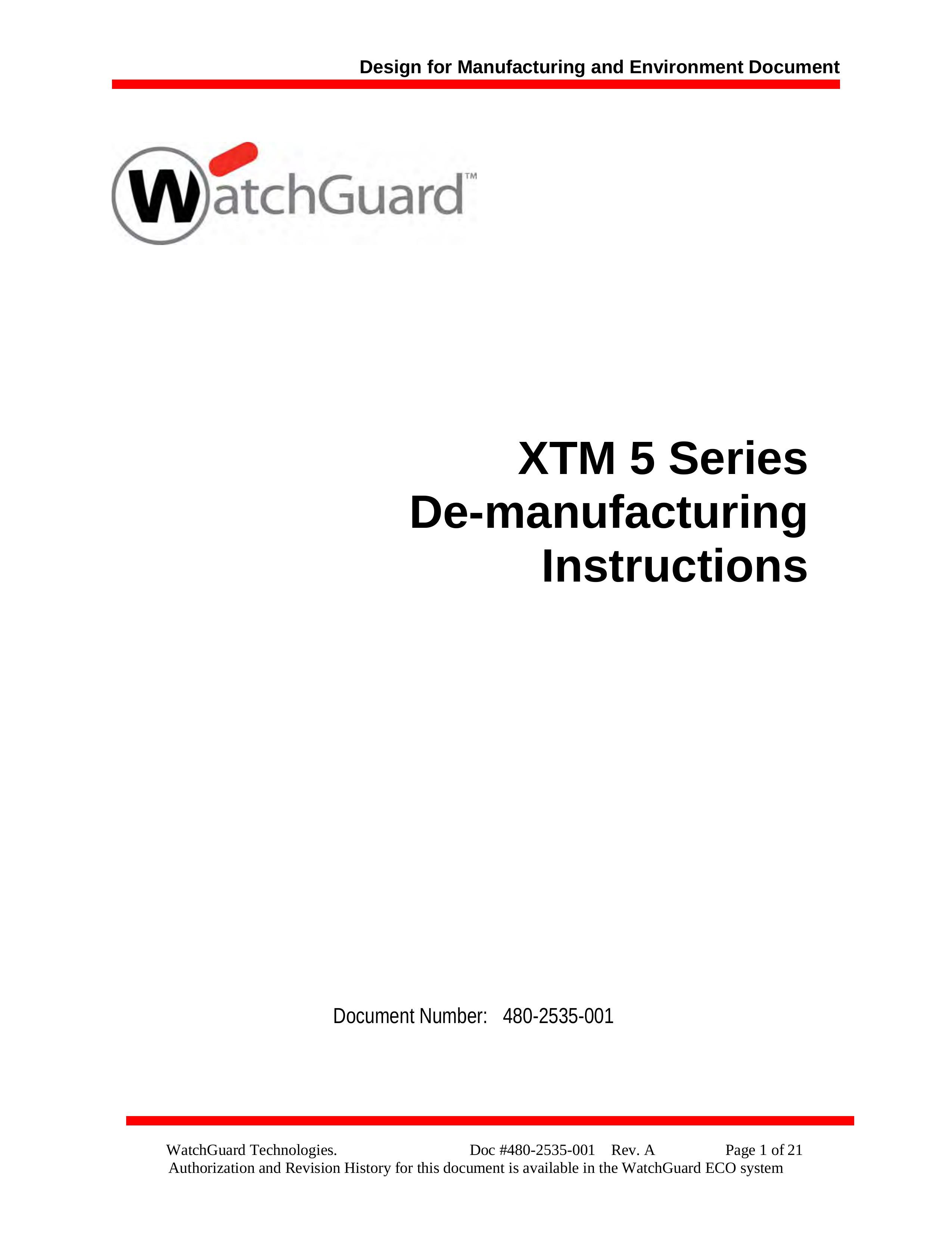 WatchGuard Technologies XTM 5 Series Washer User Manual