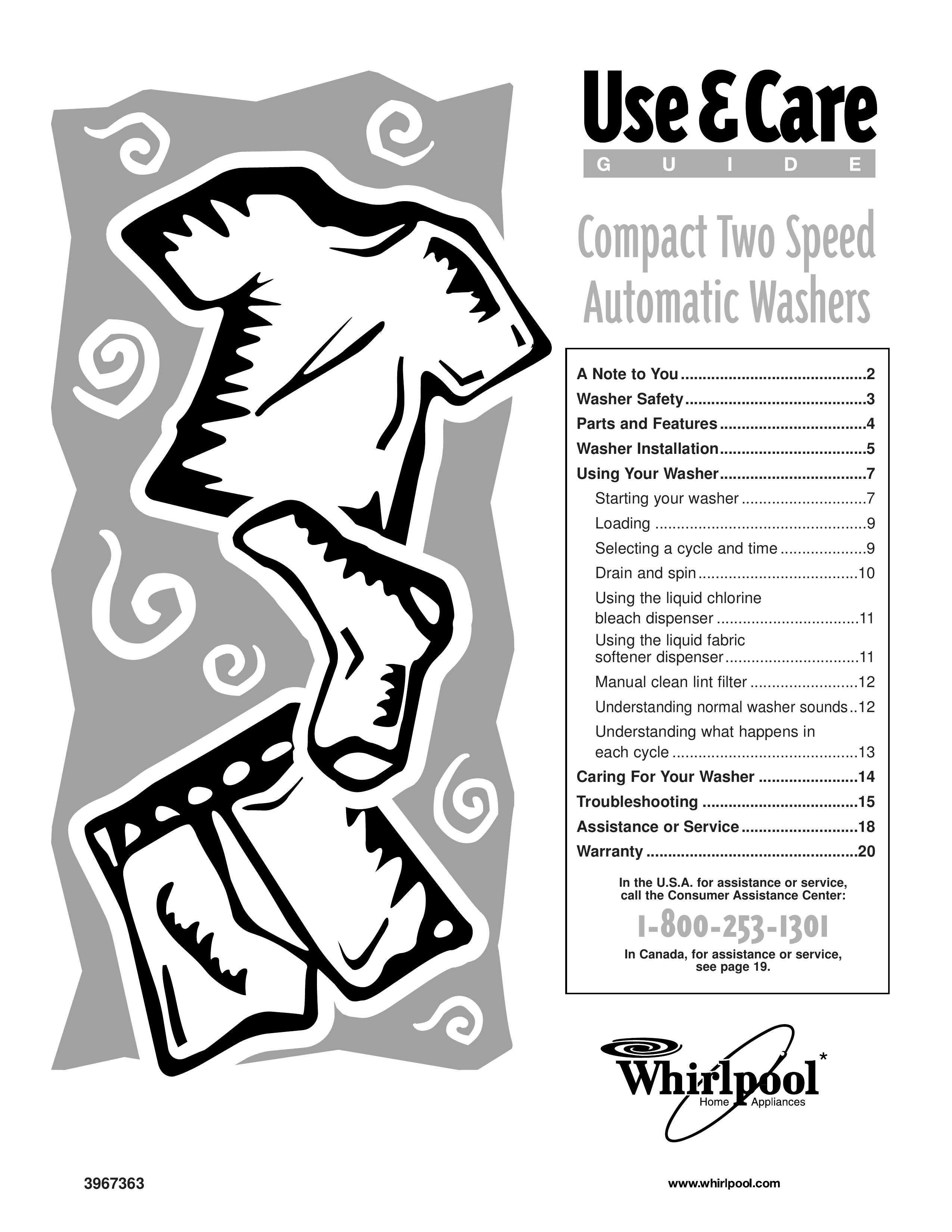 Whirlpool 3967363 Washer User Manual