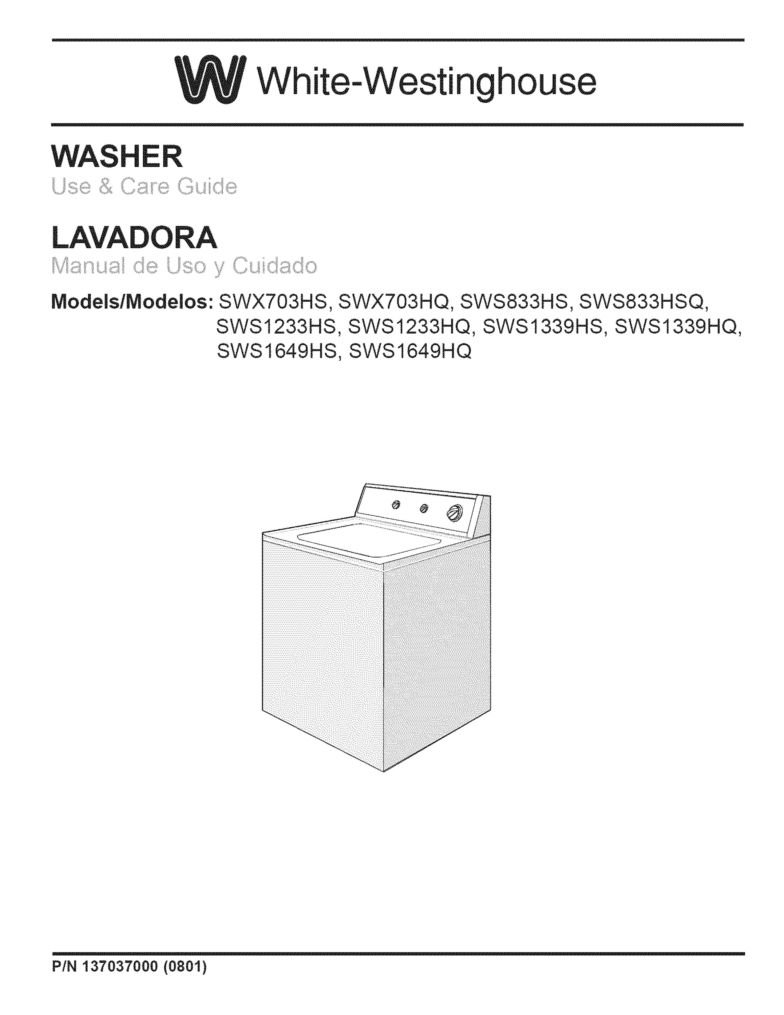 White-Westinghouse SWS833HS Washer User Manual