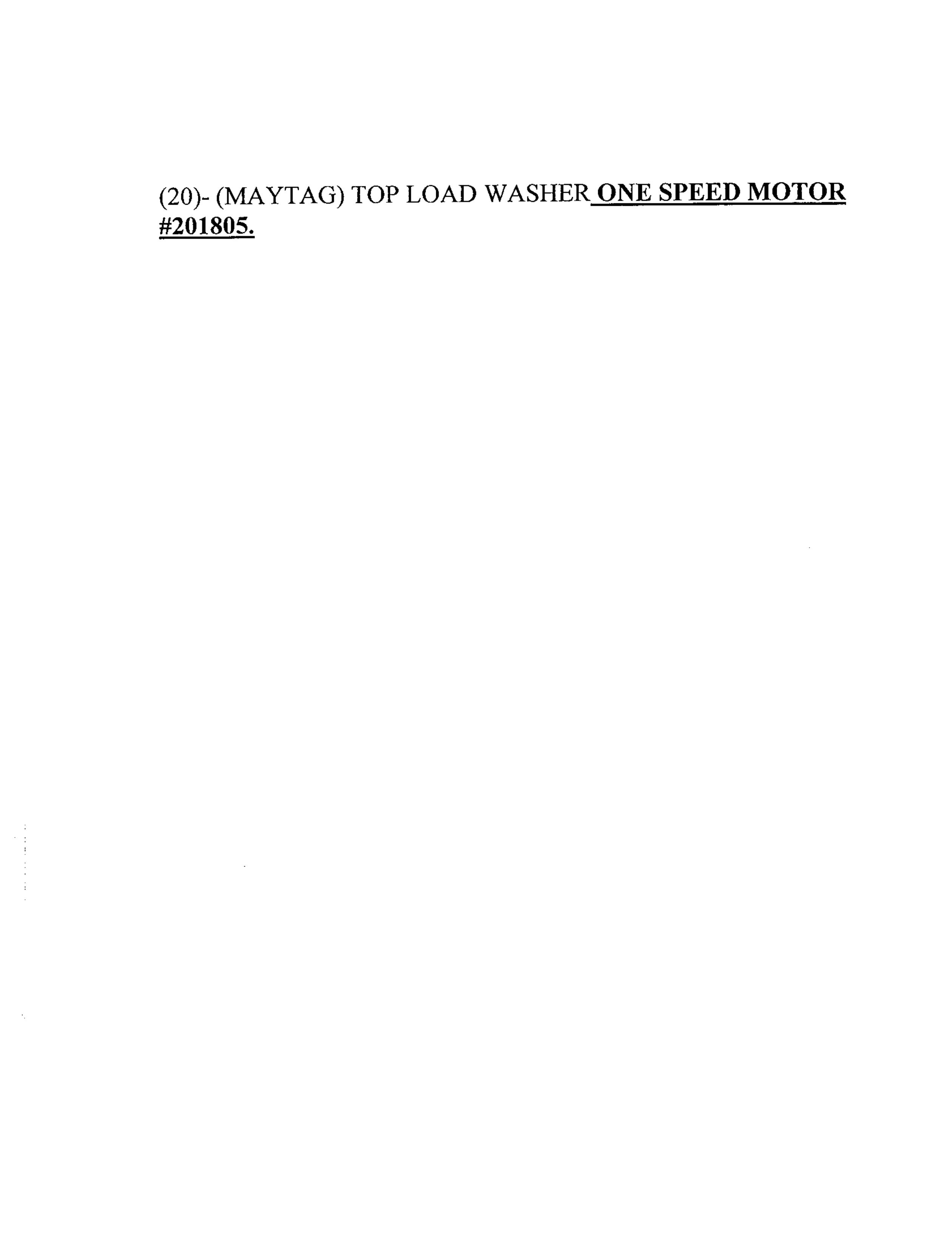 Maytag 201805 Washer Accessories User Manual