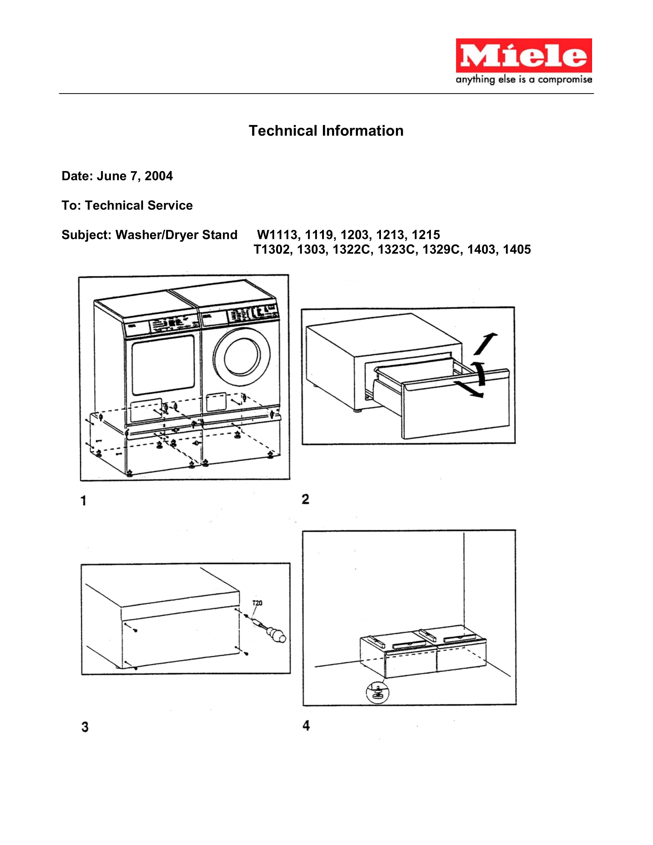 Miele T1405 Washer Accessories User Manual