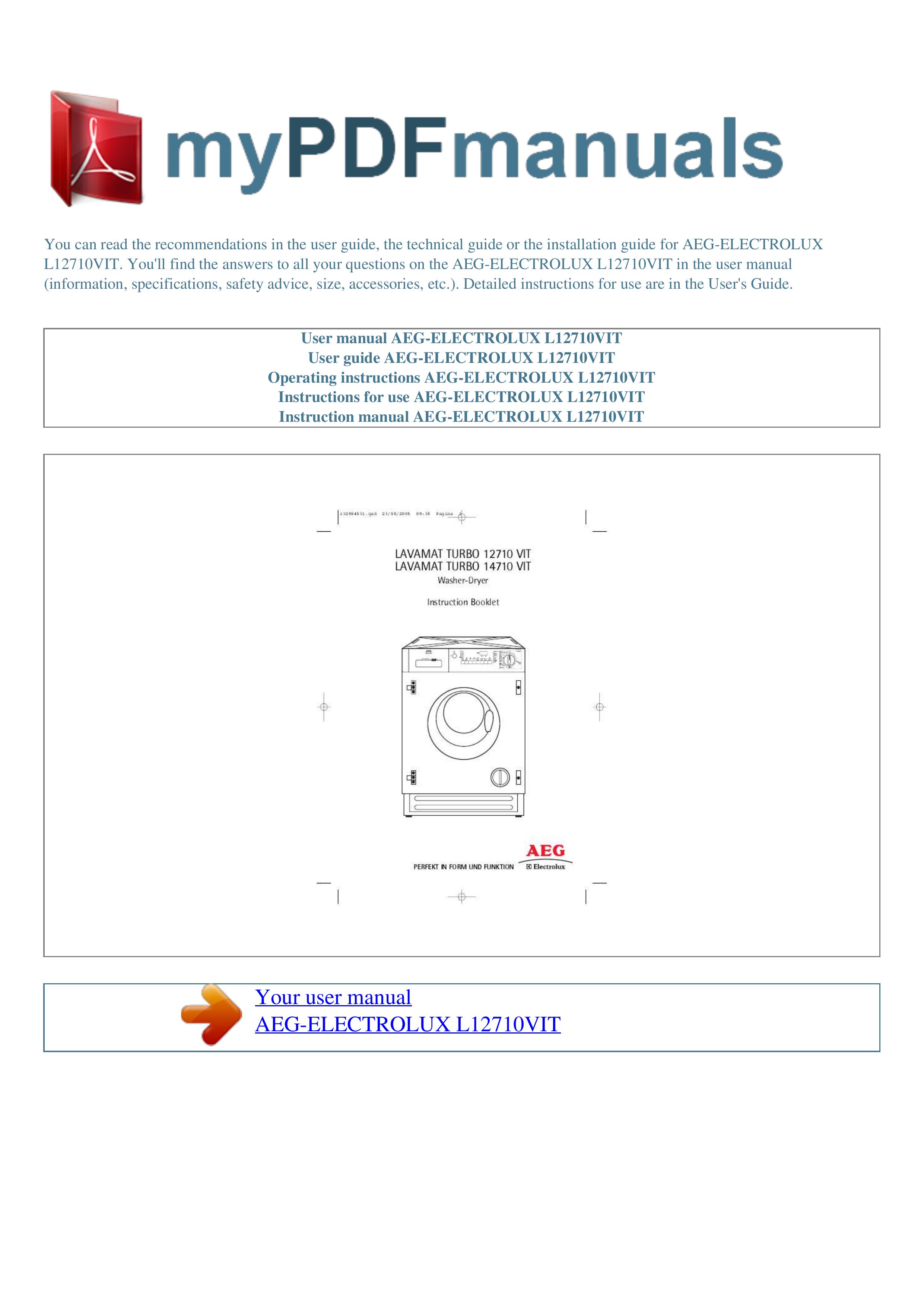 AEG L12710VIT Washer/Dryer User Manual