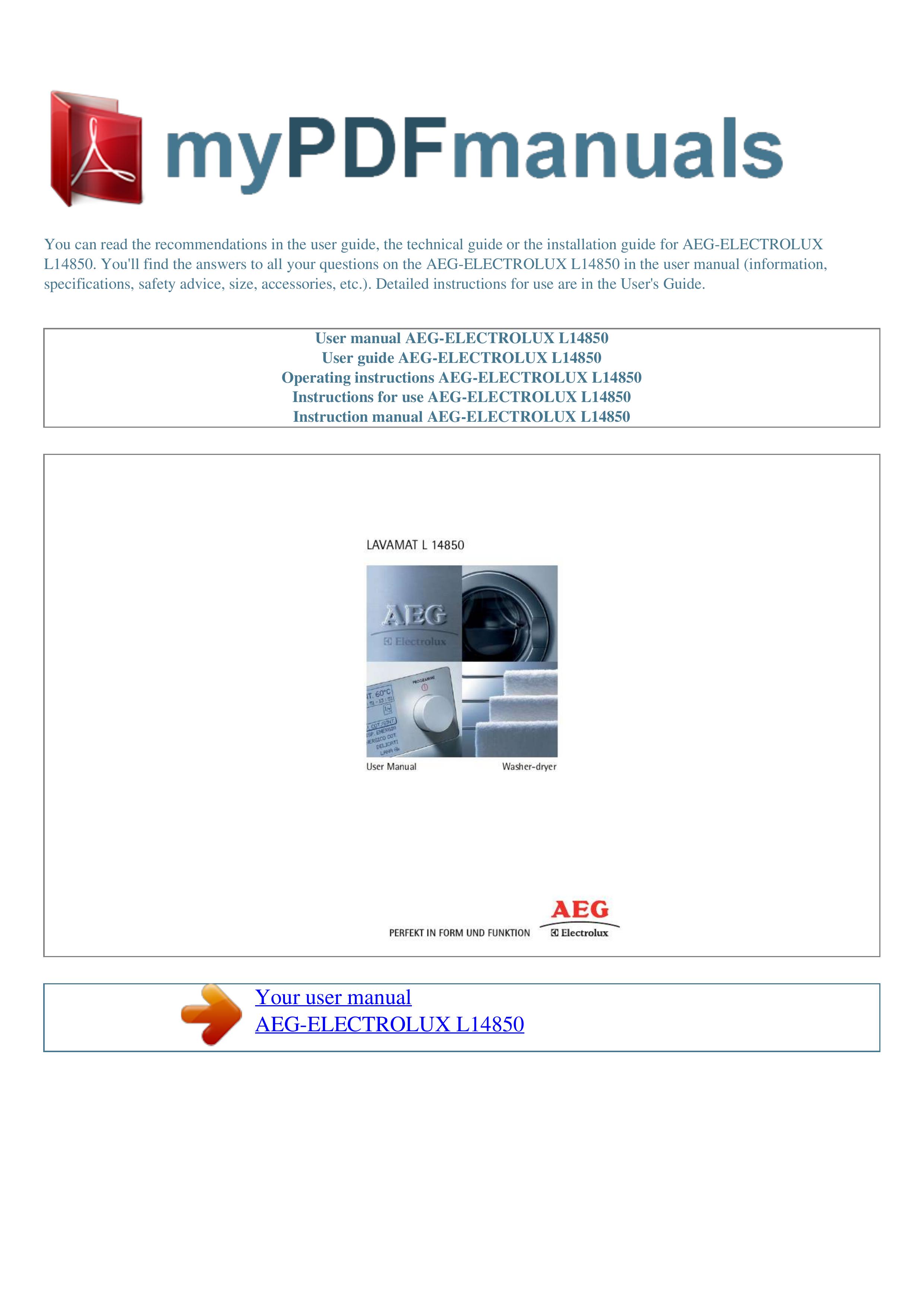 AEG L14850 Washer/Dryer User Manual