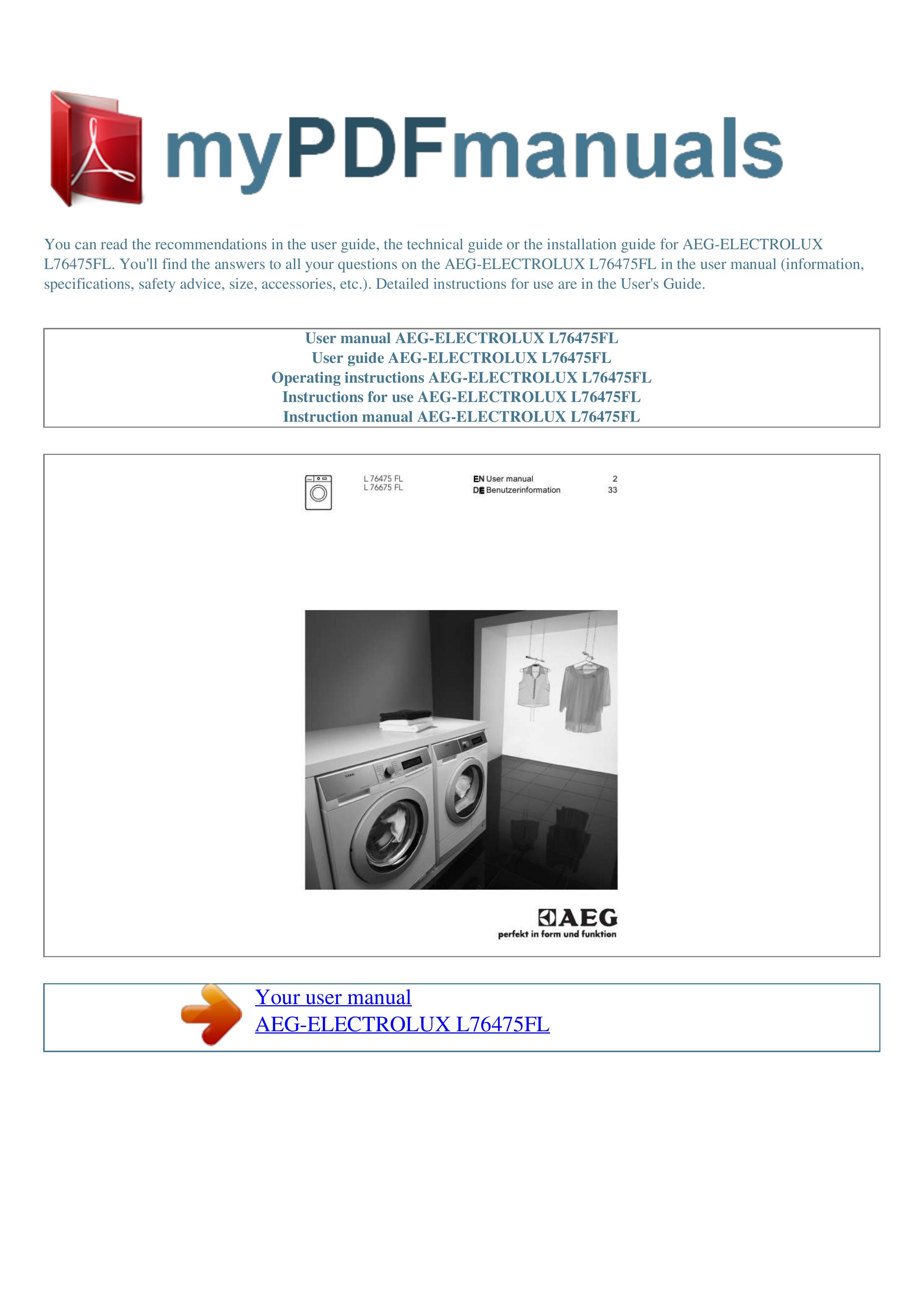 AEG L76475FL Washer/Dryer User Manual