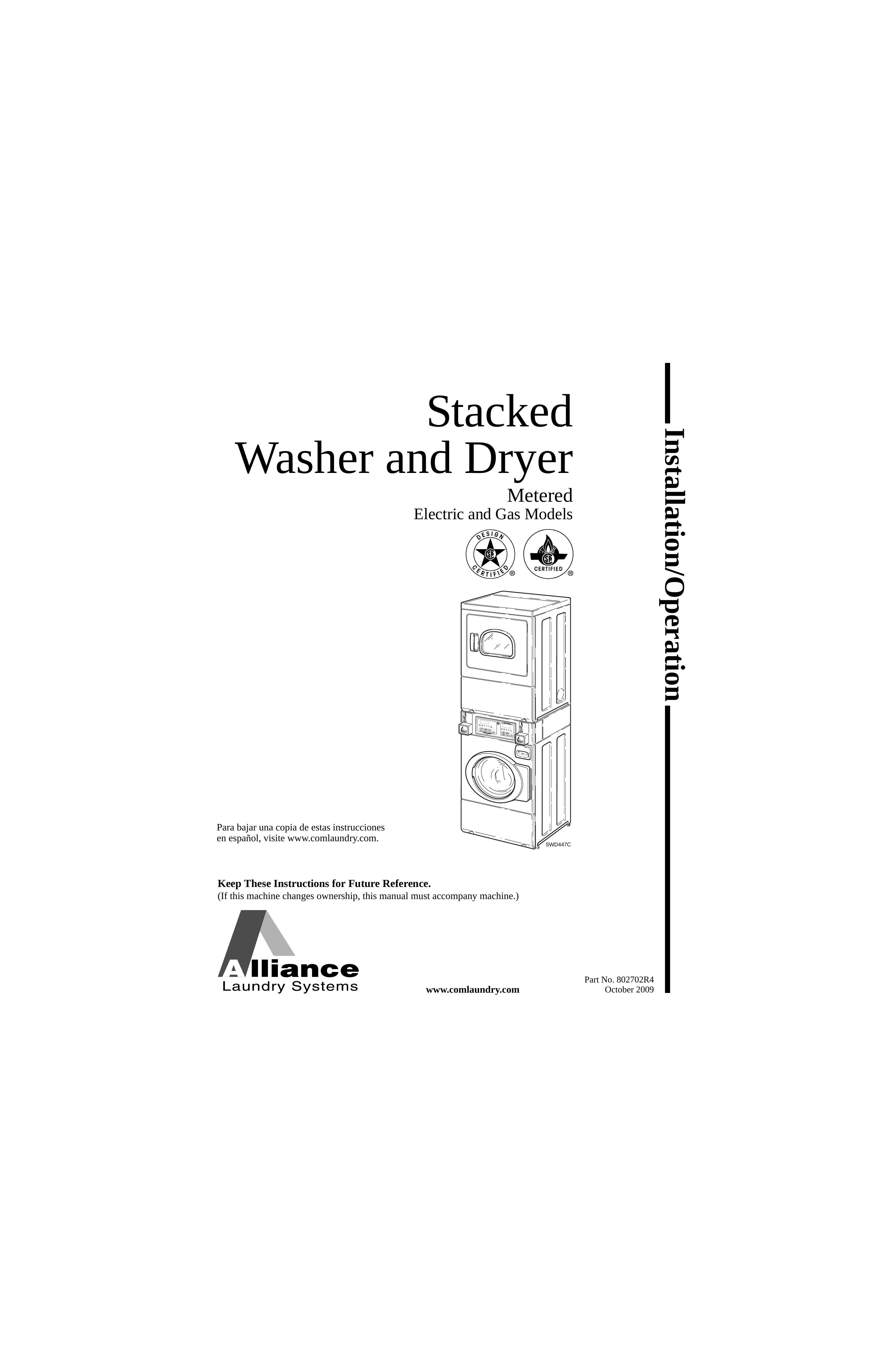 Alliance Laundry Systems SWD447C Washer/Dryer User Manual