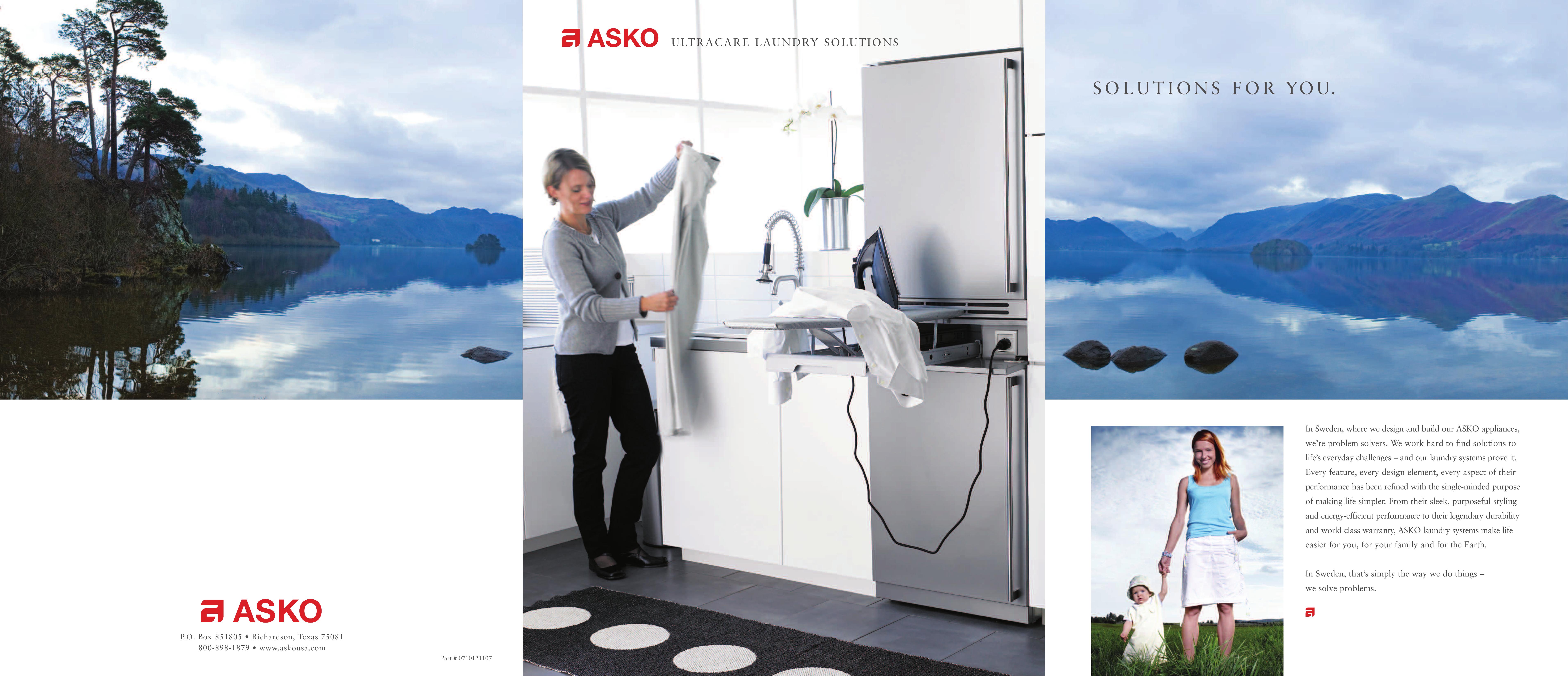Asko Washer/Dryer Combination Laundry System Washer/Dryer User Manual