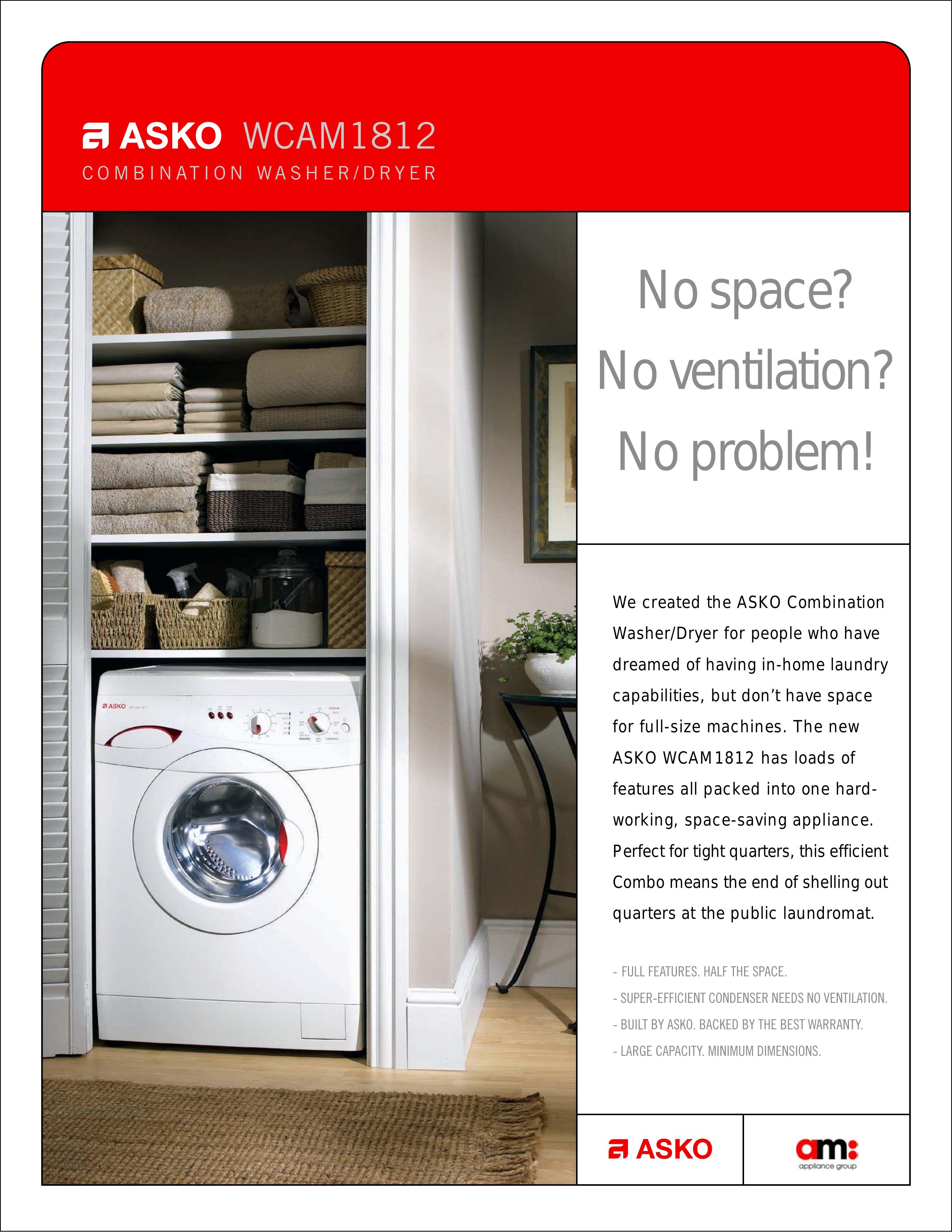 Asko WCAM1812 Washer/Dryer User Manual