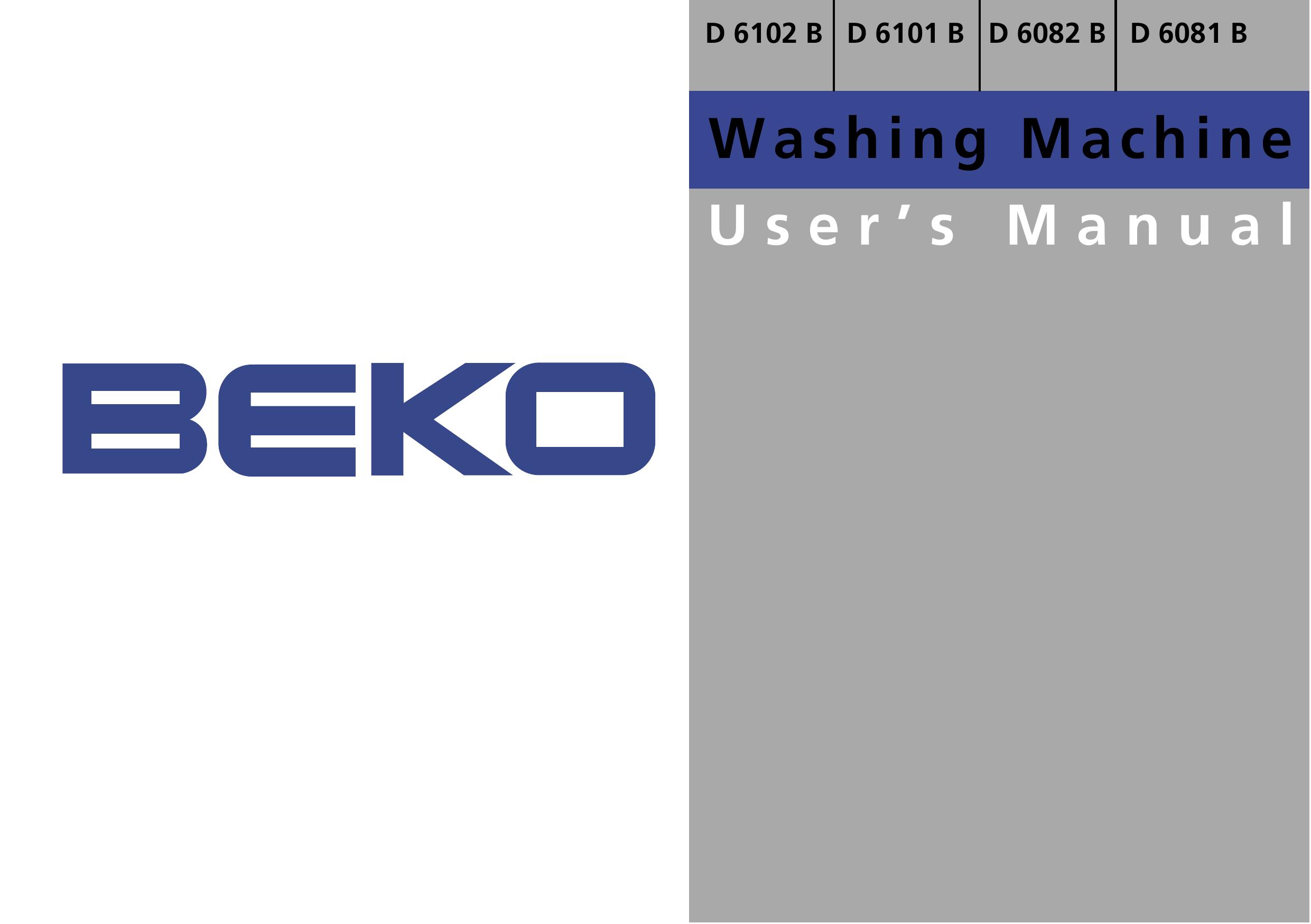 Beko D 6102 B Washer/Dryer User Manual