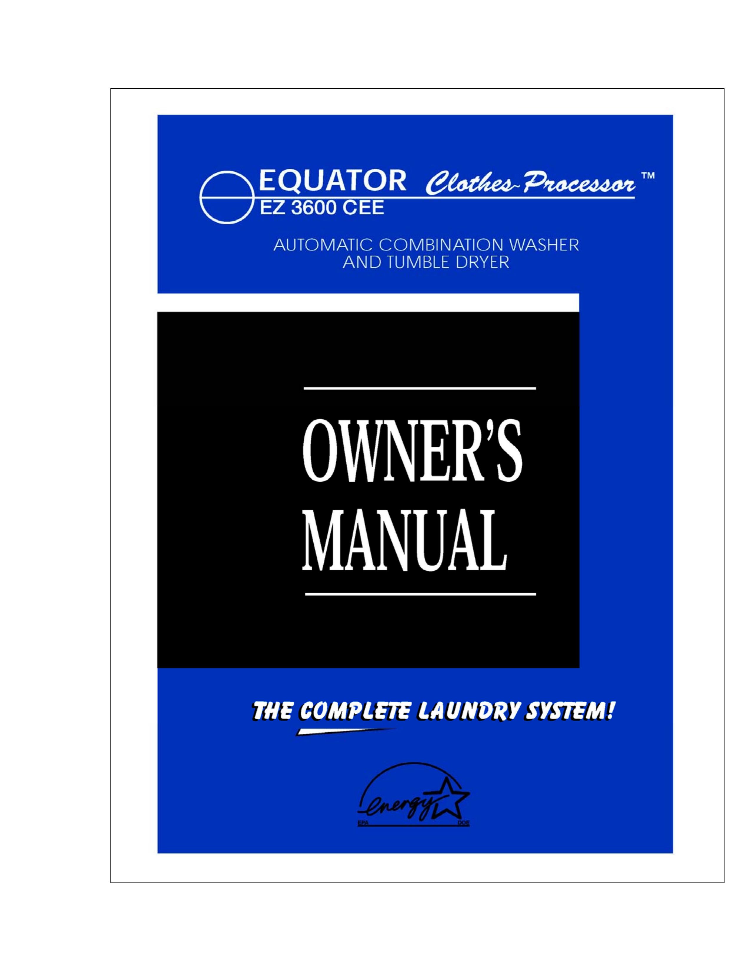Equator EZ 3600 CEE Washer/Dryer User Manual