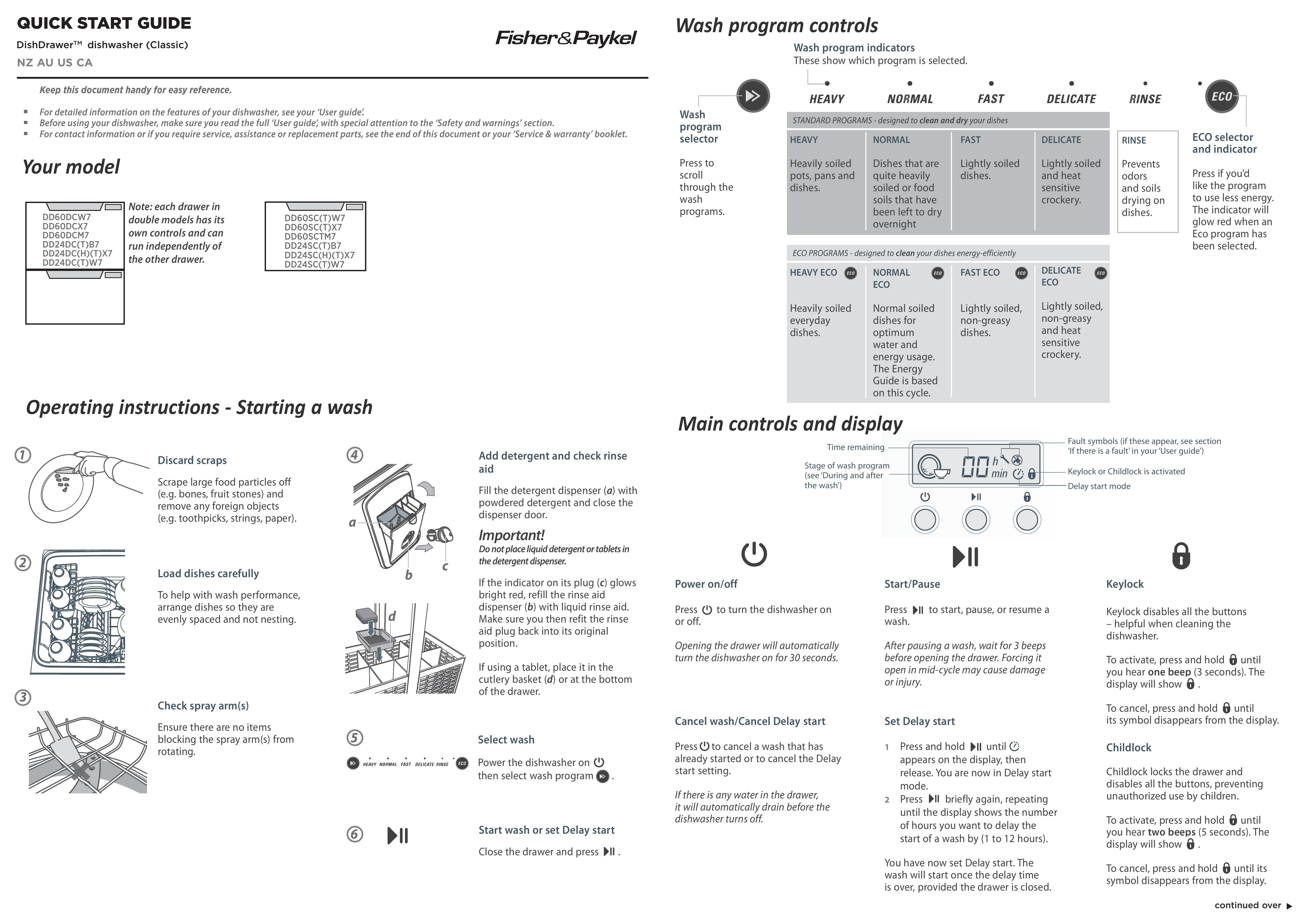 Fisher & Paykel DD24DC(H)X7 Washer/Dryer User Manual