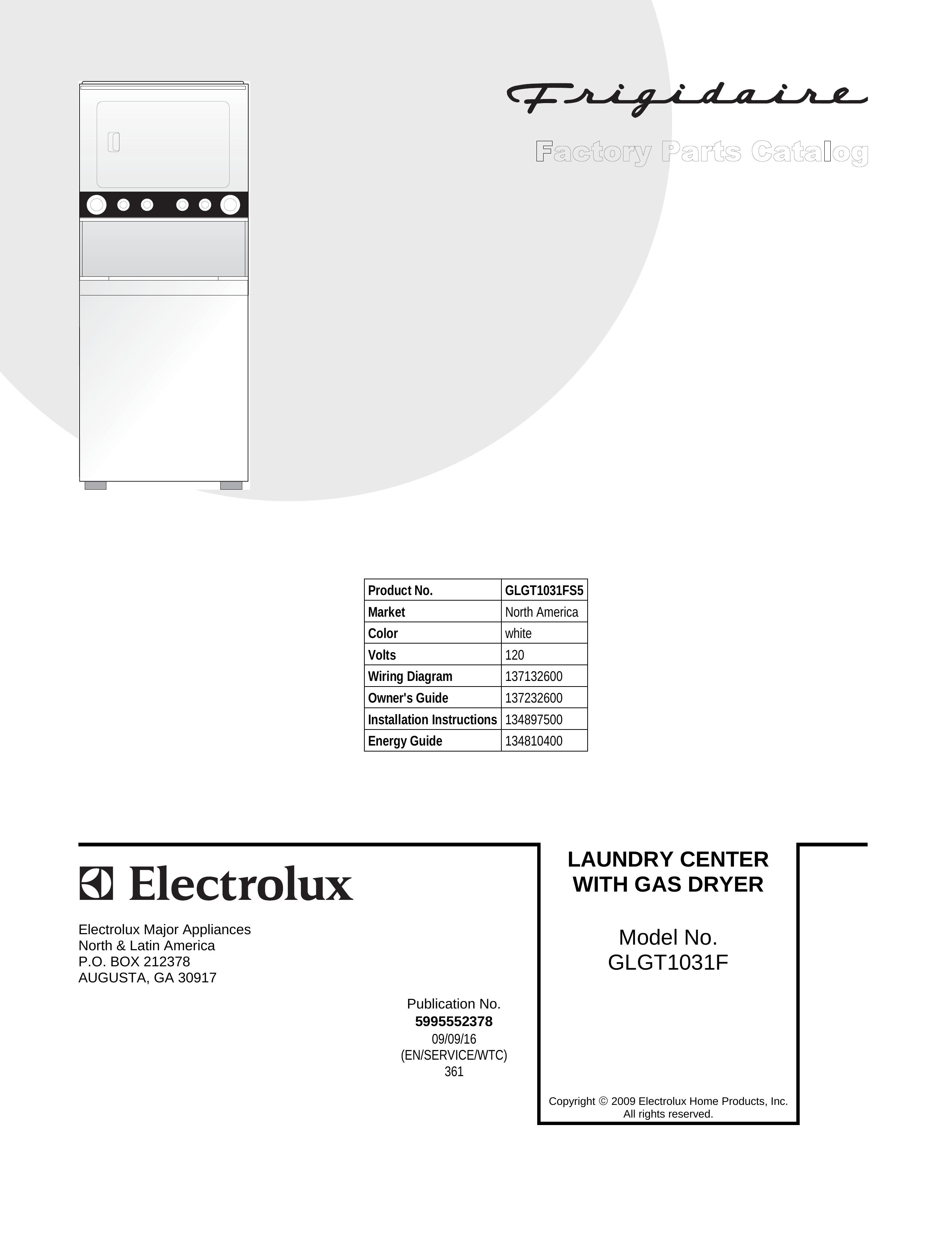 Frigidaire GLGT1031F Washer/Dryer User Manual