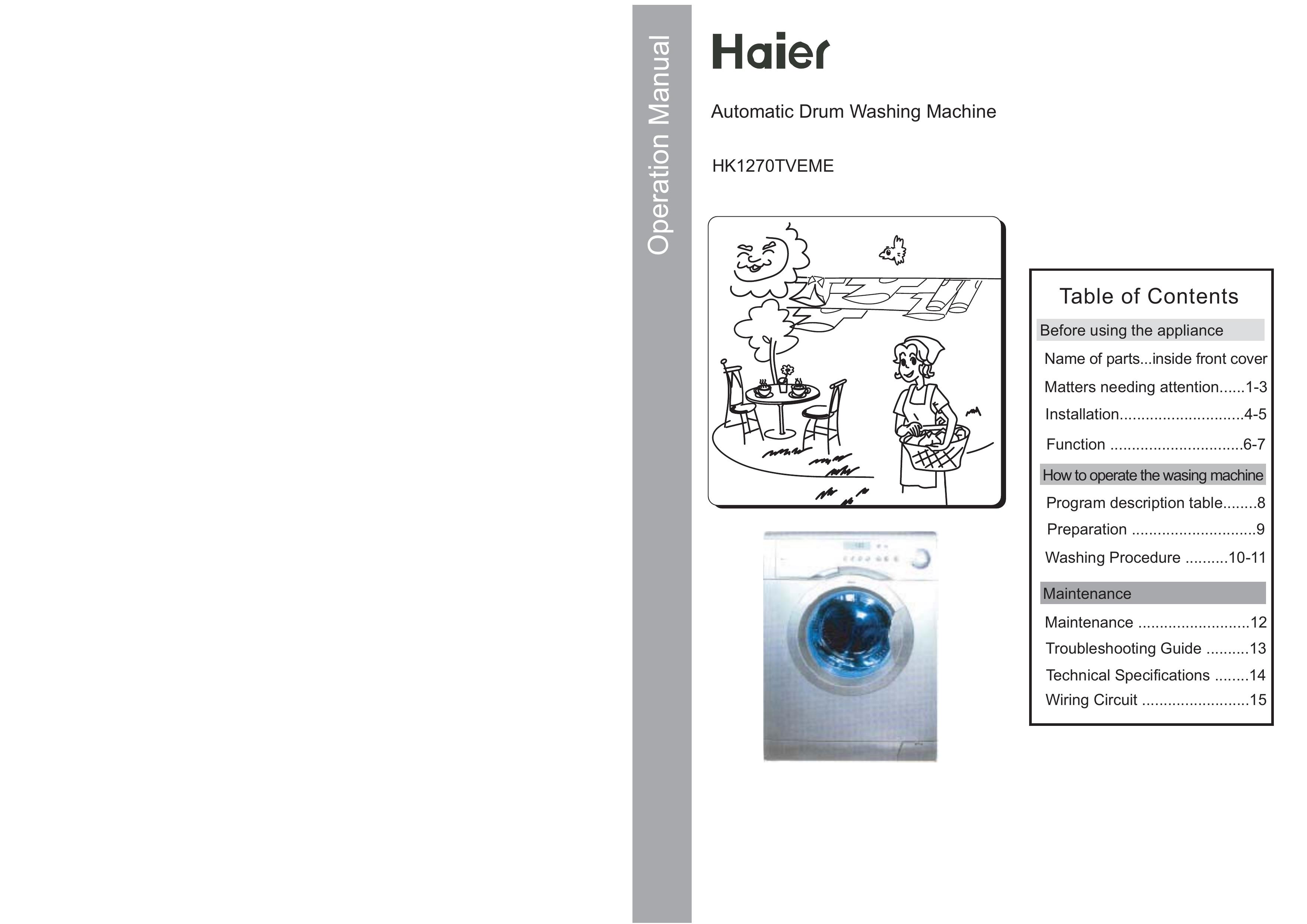 Haier HK1270TVEME Washer/Dryer User Manual
