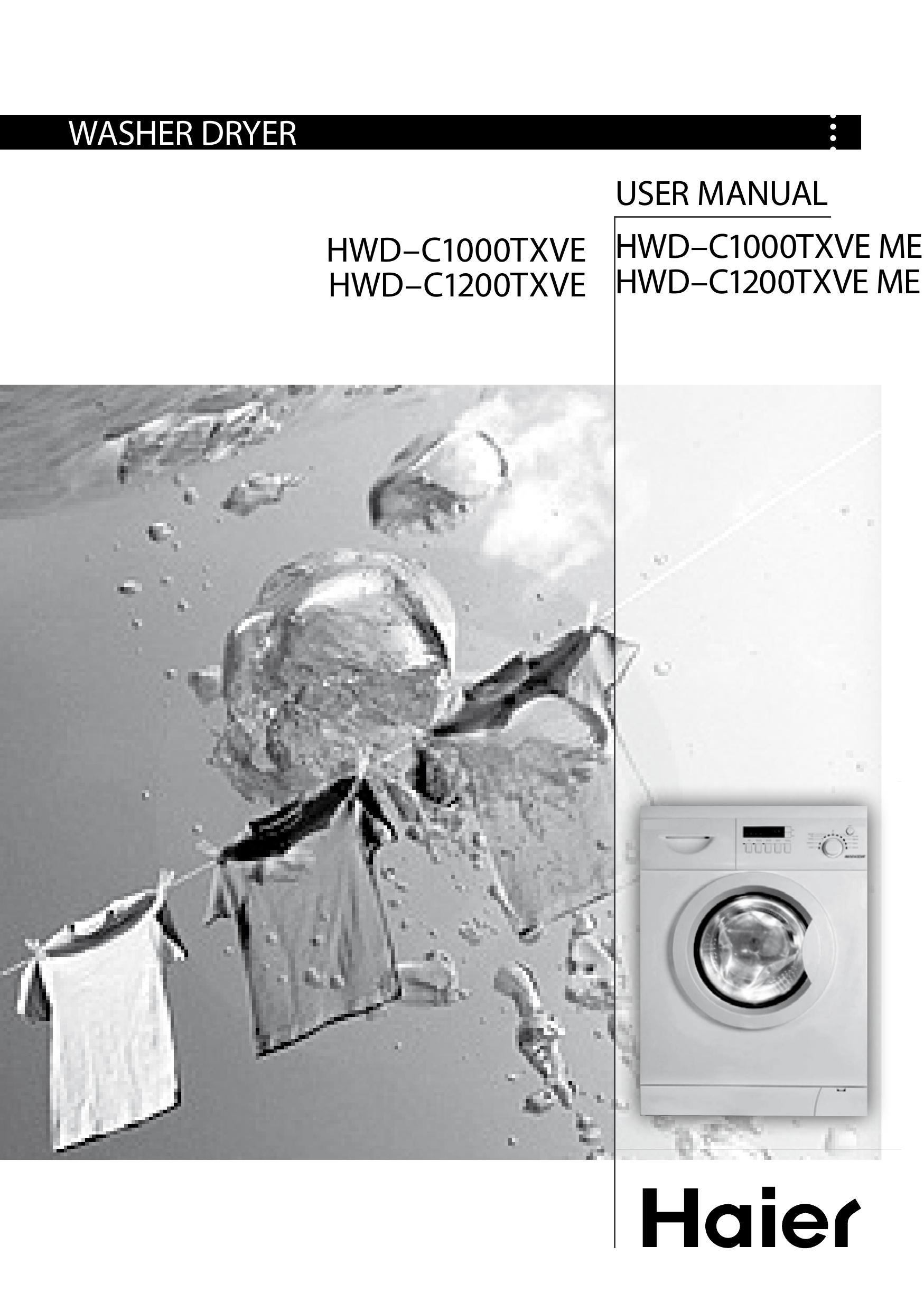 Haier HWDC1200TXVE Washer/Dryer User Manual