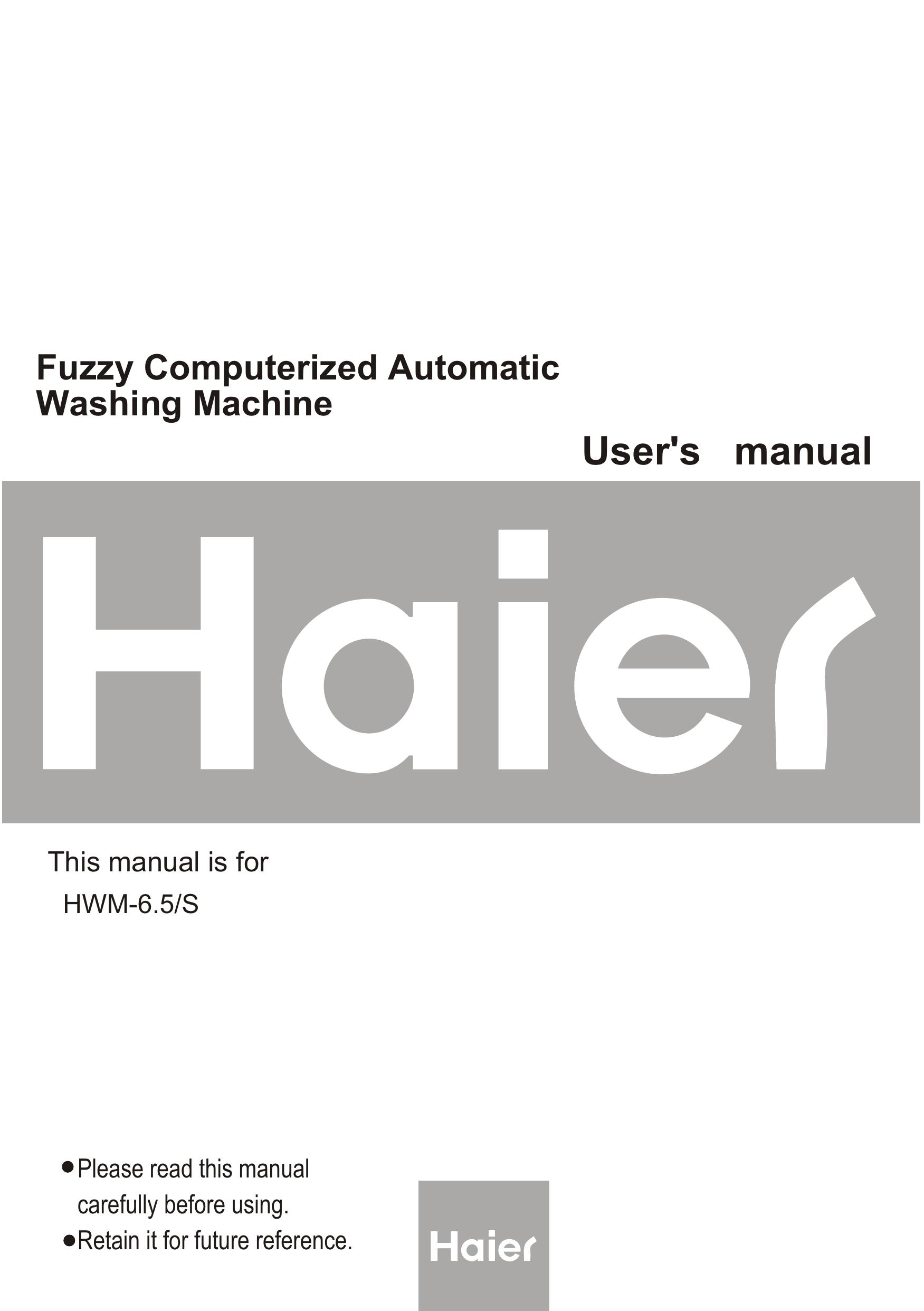 Haier HWM-6.5/S Washer/Dryer User Manual