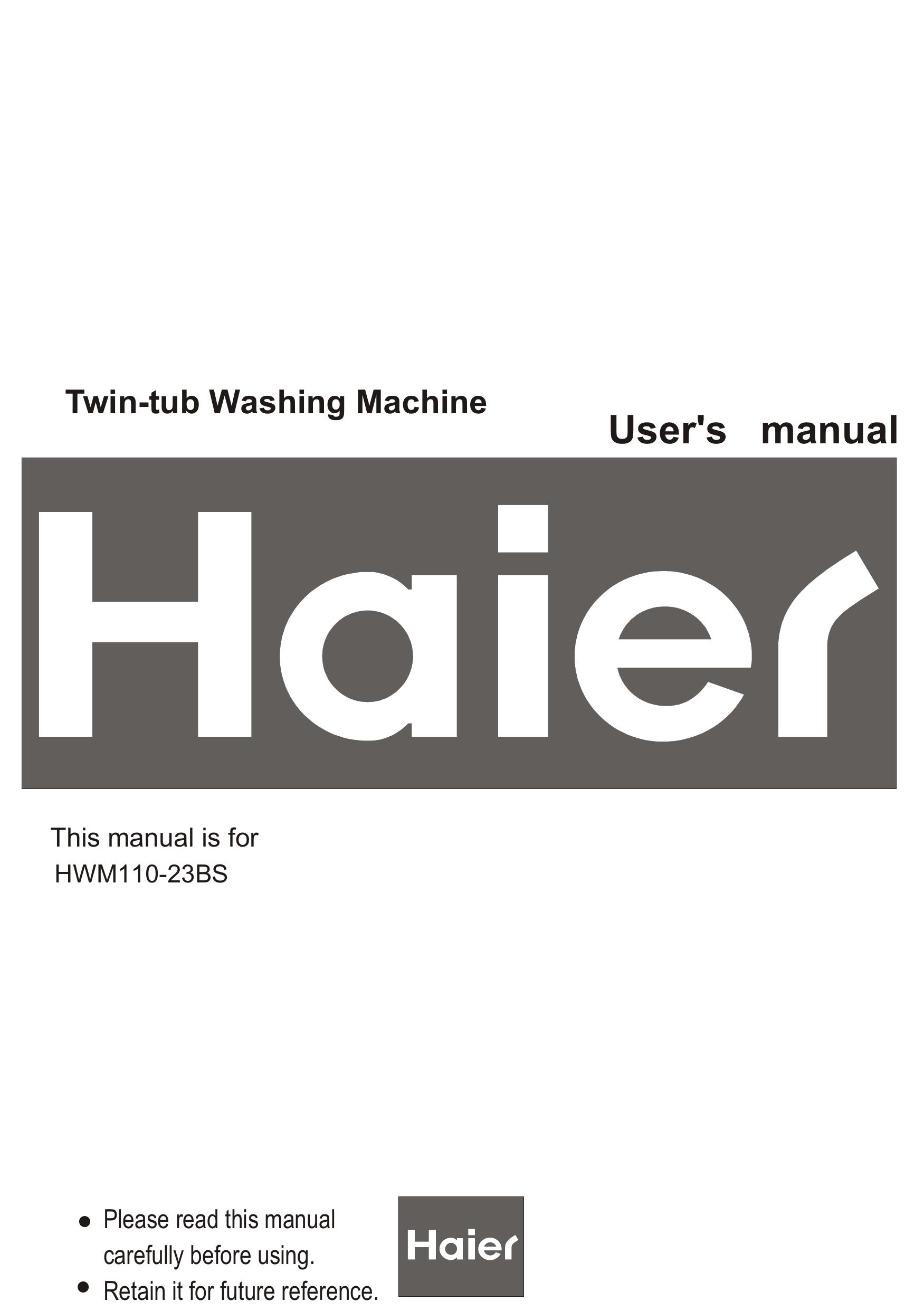 Haier HWM110-23BS Washer/Dryer User Manual