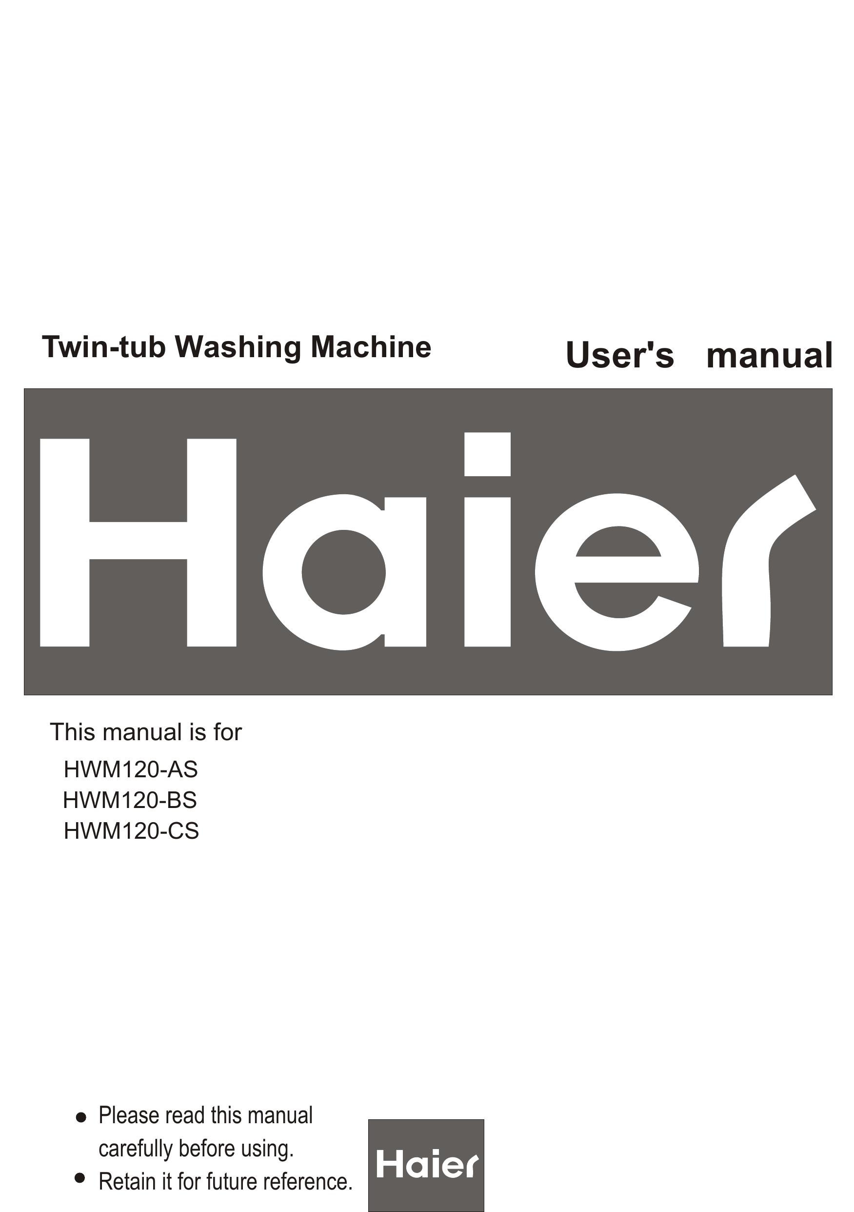 Haier HWM120-AS, HWM120-BS, HWM120-CS Washer/Dryer User Manual