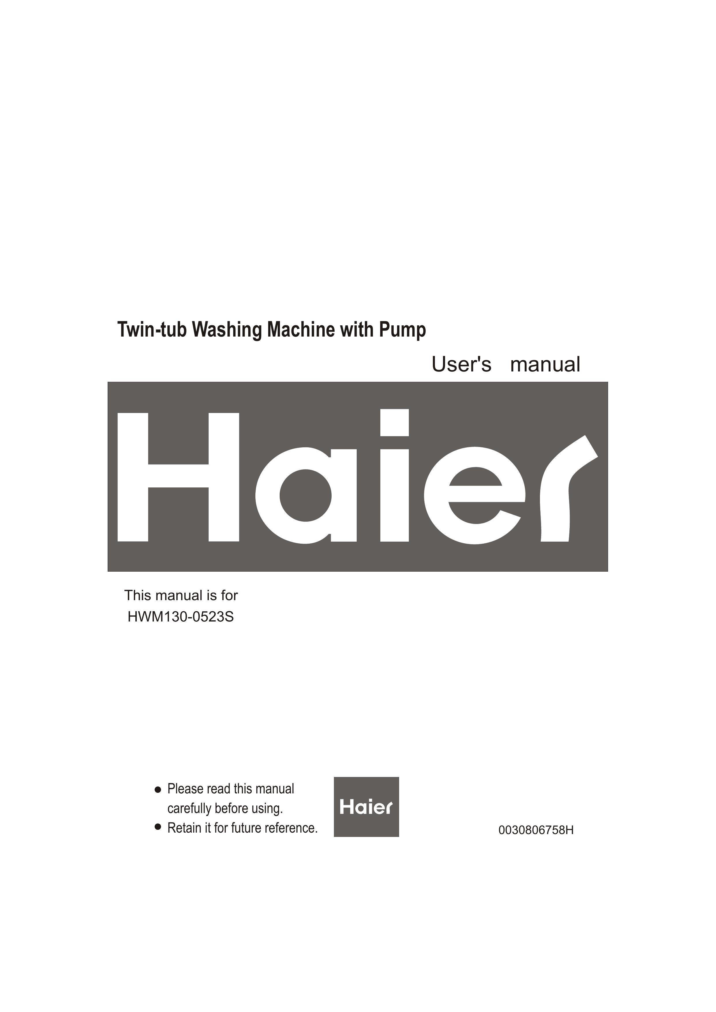 Haier HWM130-0523S Washer/Dryer User Manual