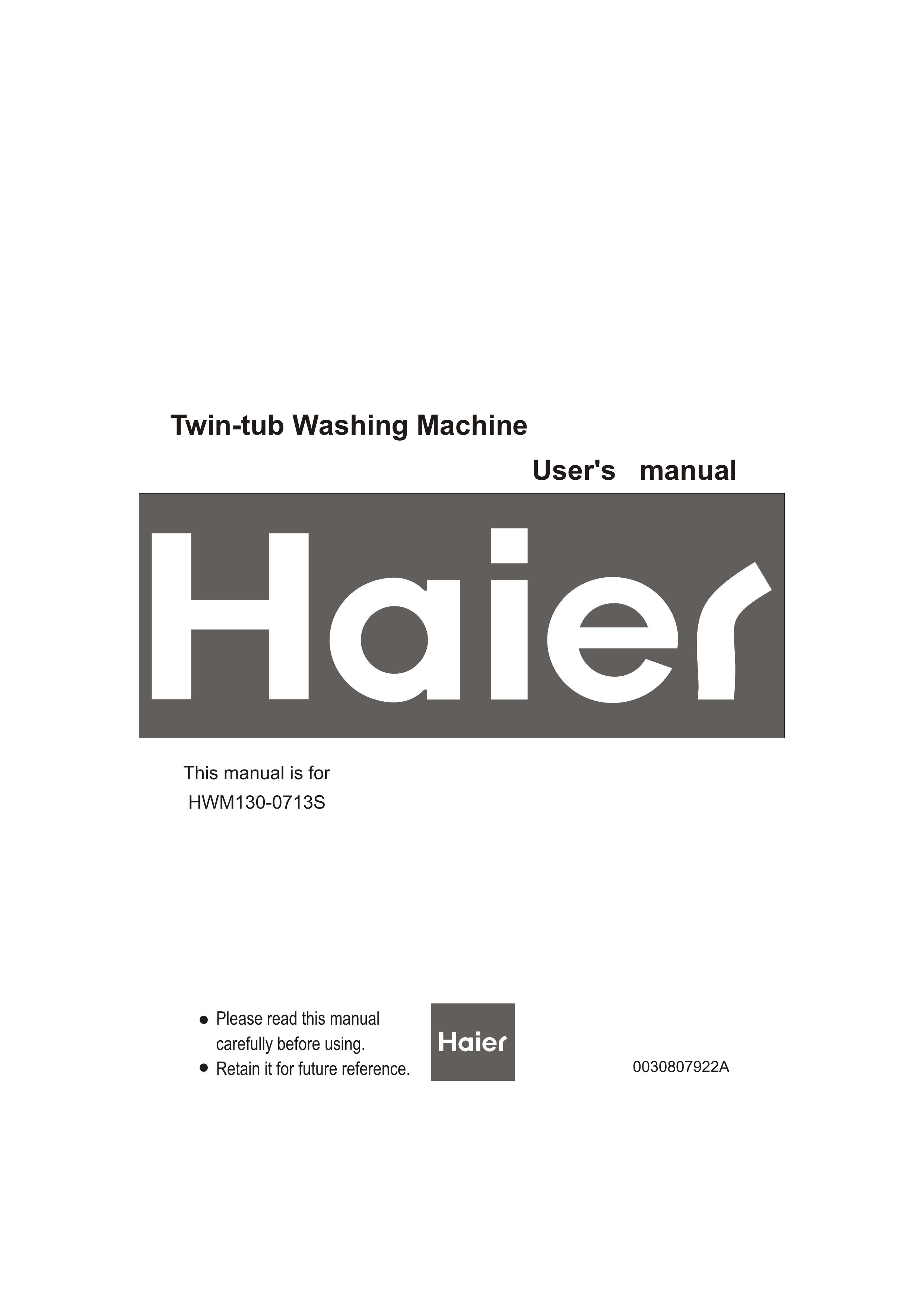 Haier HWM130-0713S Washer/Dryer User Manual