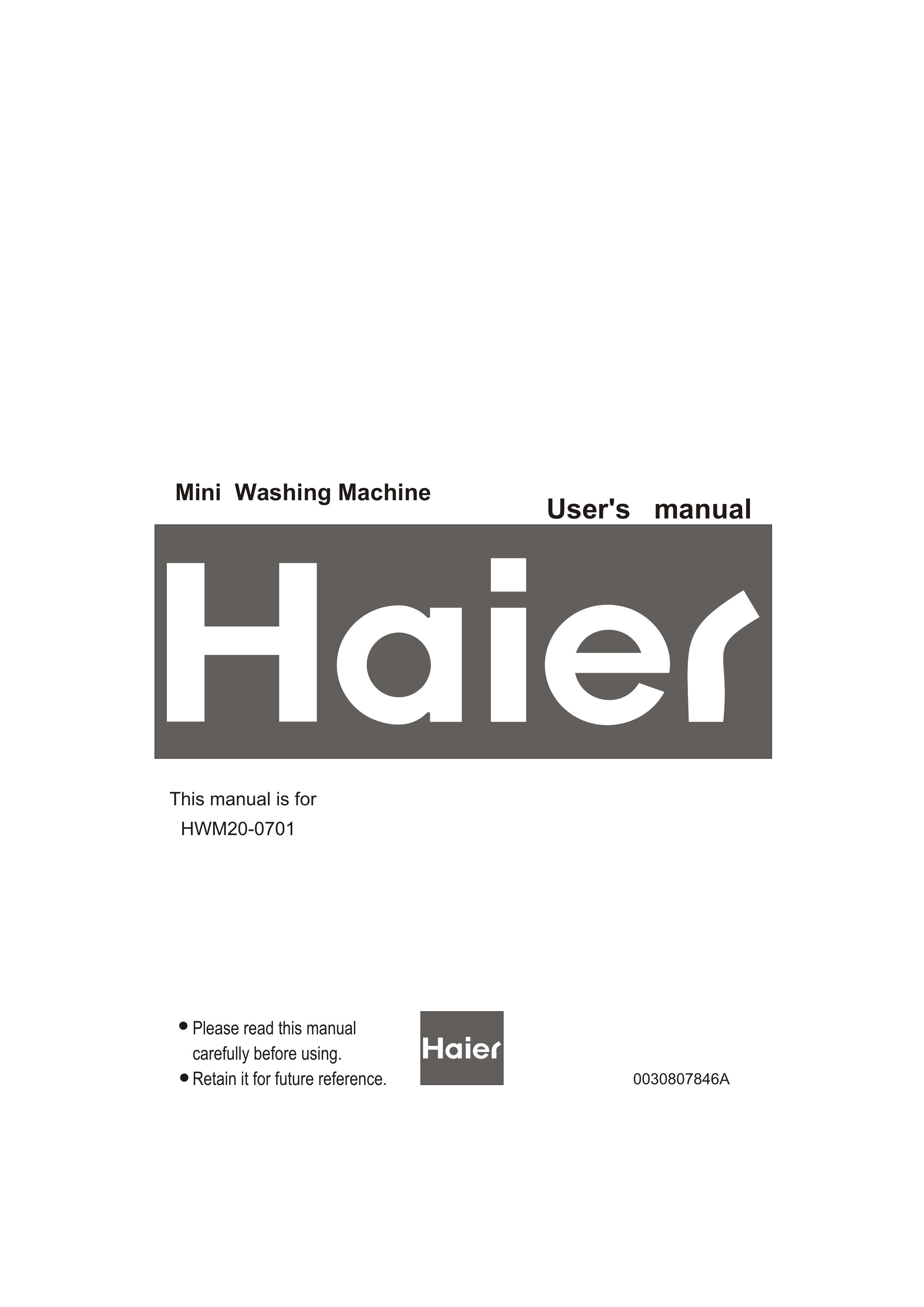 Haier HWM20-0701 Washer/Dryer User Manual