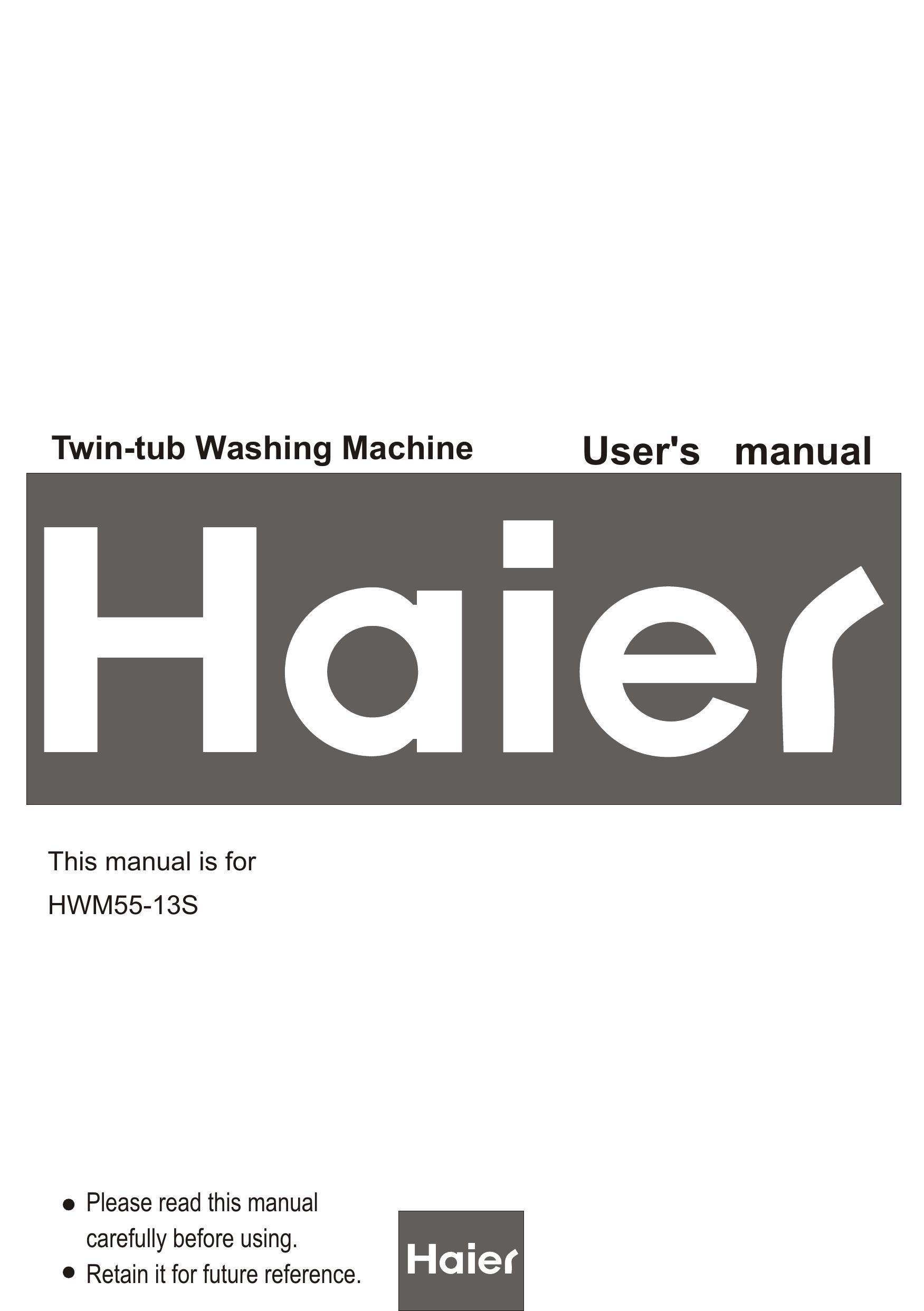 Haier HWM55-13S Washer/Dryer User Manual